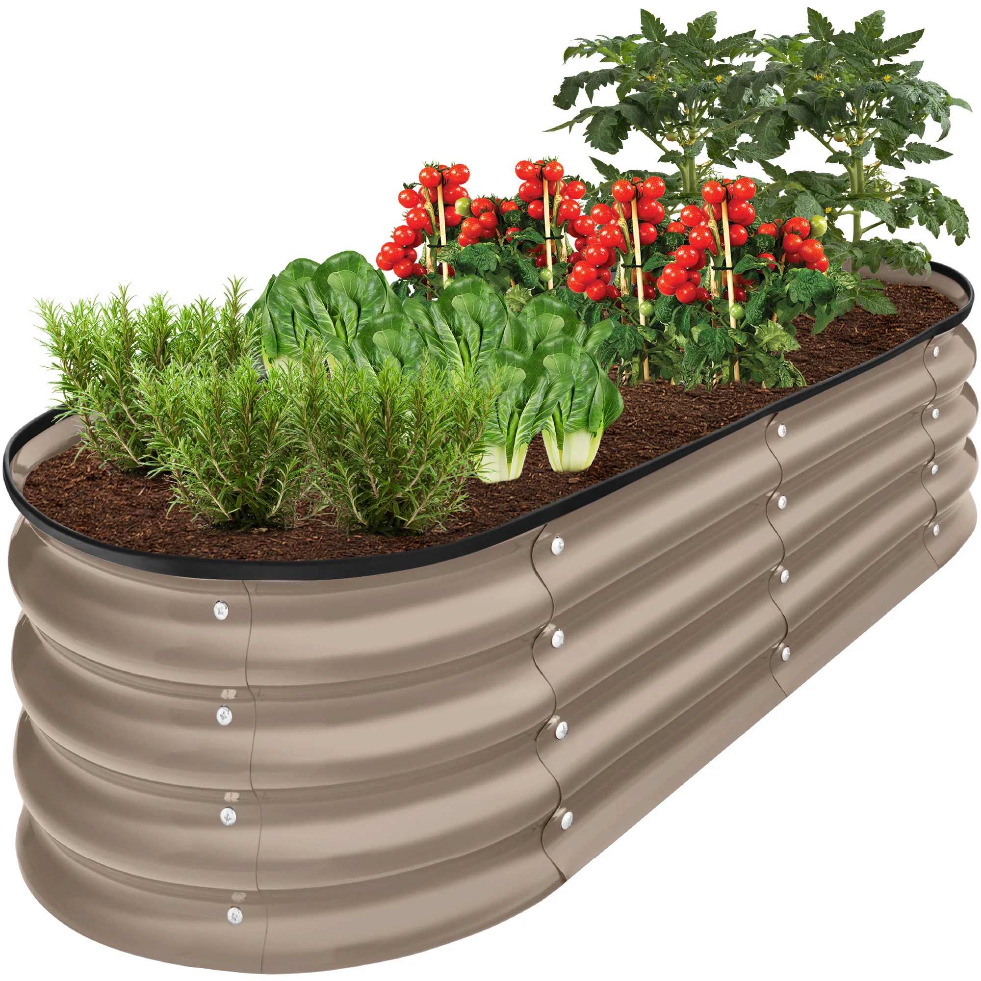 Outdoor Raised Metal Oval Garden Bed, Planter Box - 4x2x1ft - Image 22