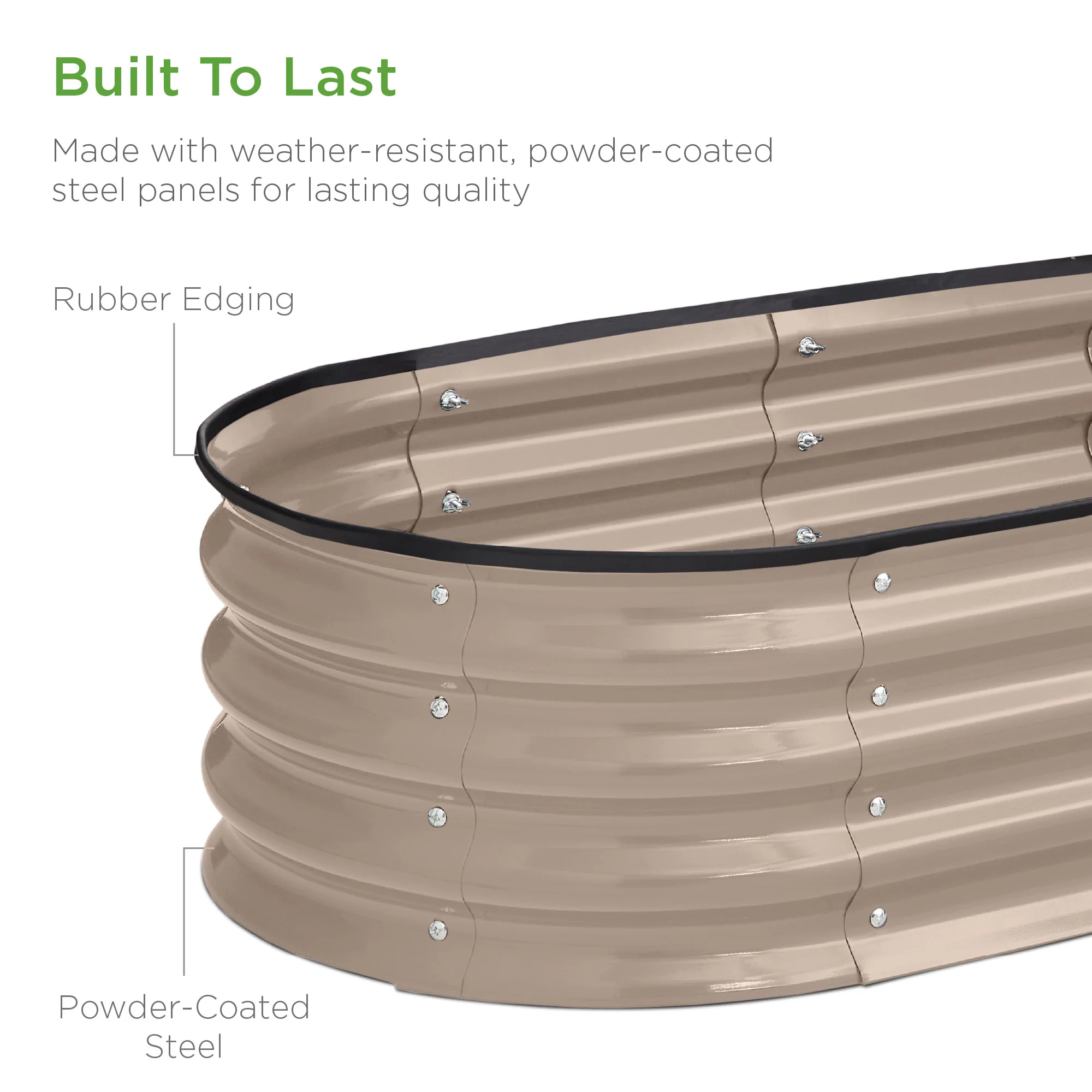 Outdoor Raised Metal Oval Garden Bed, Planter Box - 4x2x1ft - Image 26