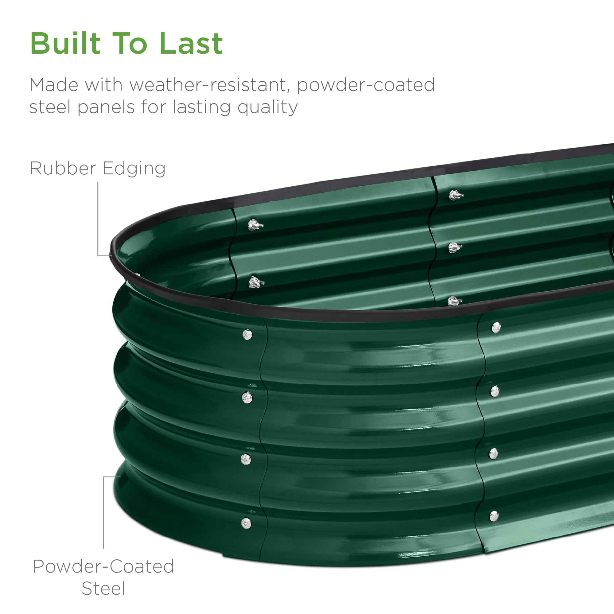 Outdoor Raised Metal Oval Garden Bed, Planter Box - 4x2x1ft - Image 33