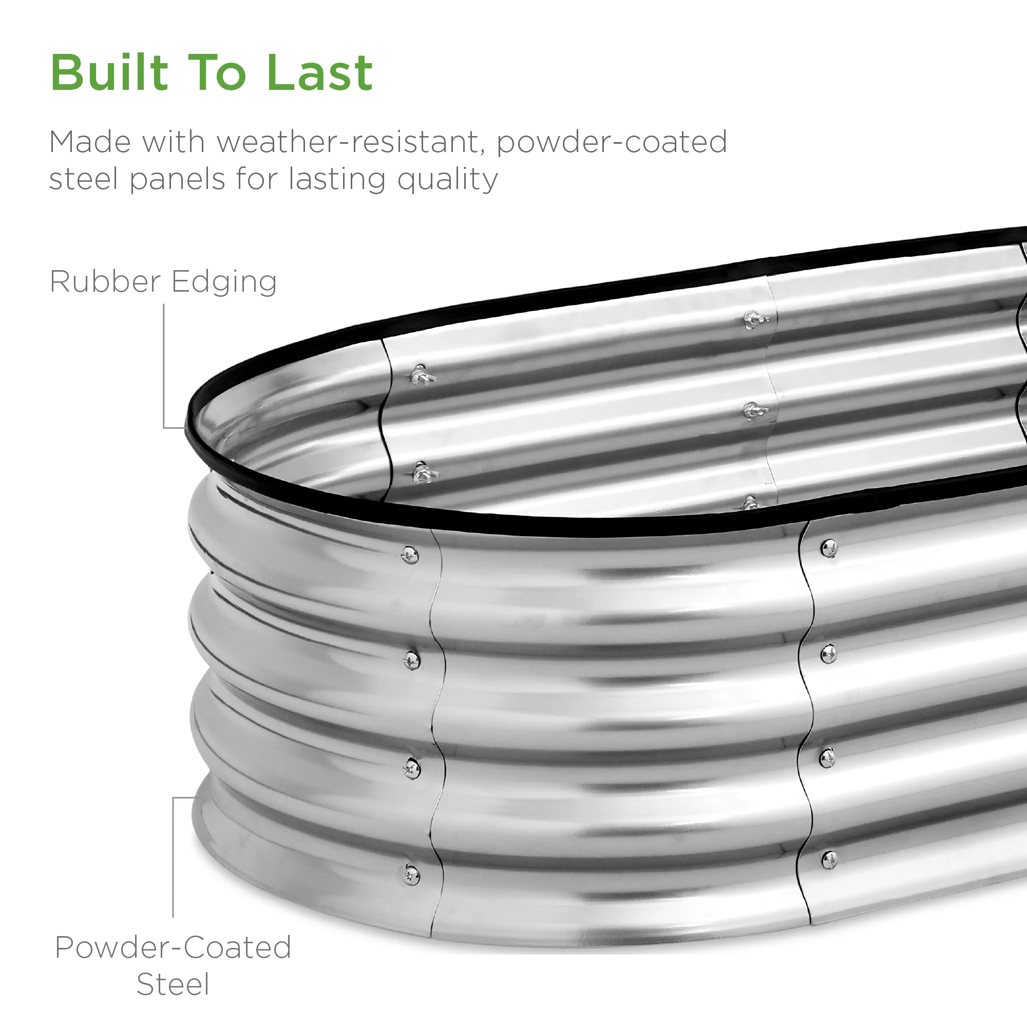 Outdoor Raised Metal Oval Garden Bed, Planter Box - 4x2x1ft - Image 40