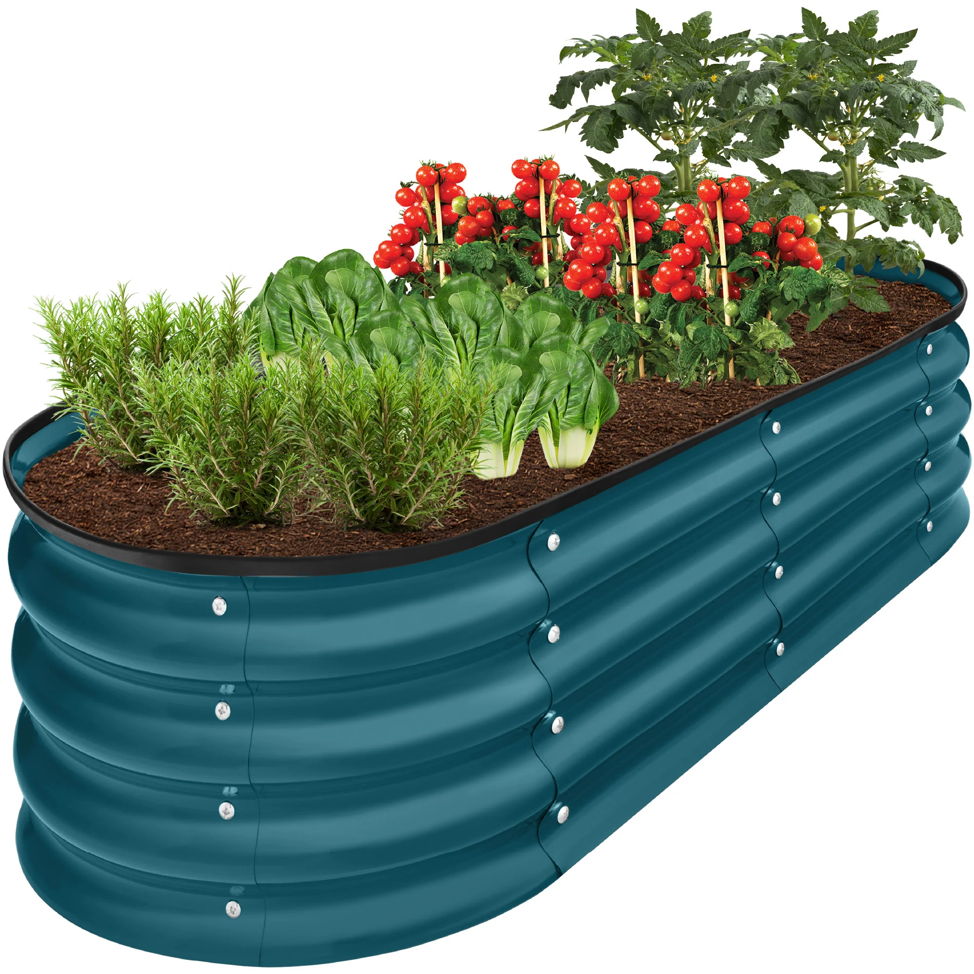 Outdoor Raised Metal Oval Garden Bed, Planter Box - 4x2x1ft - Image 50