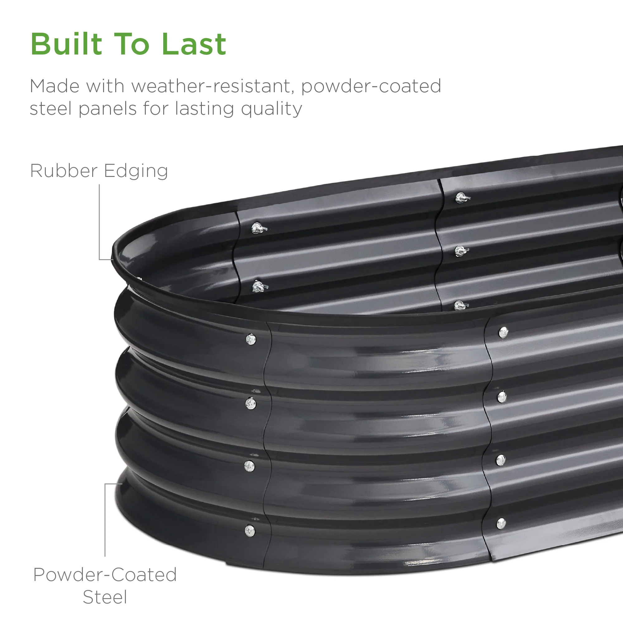 Outdoor Raised Metal Oval Garden Bed, Planter Box - 4x2x1ft - Image 68