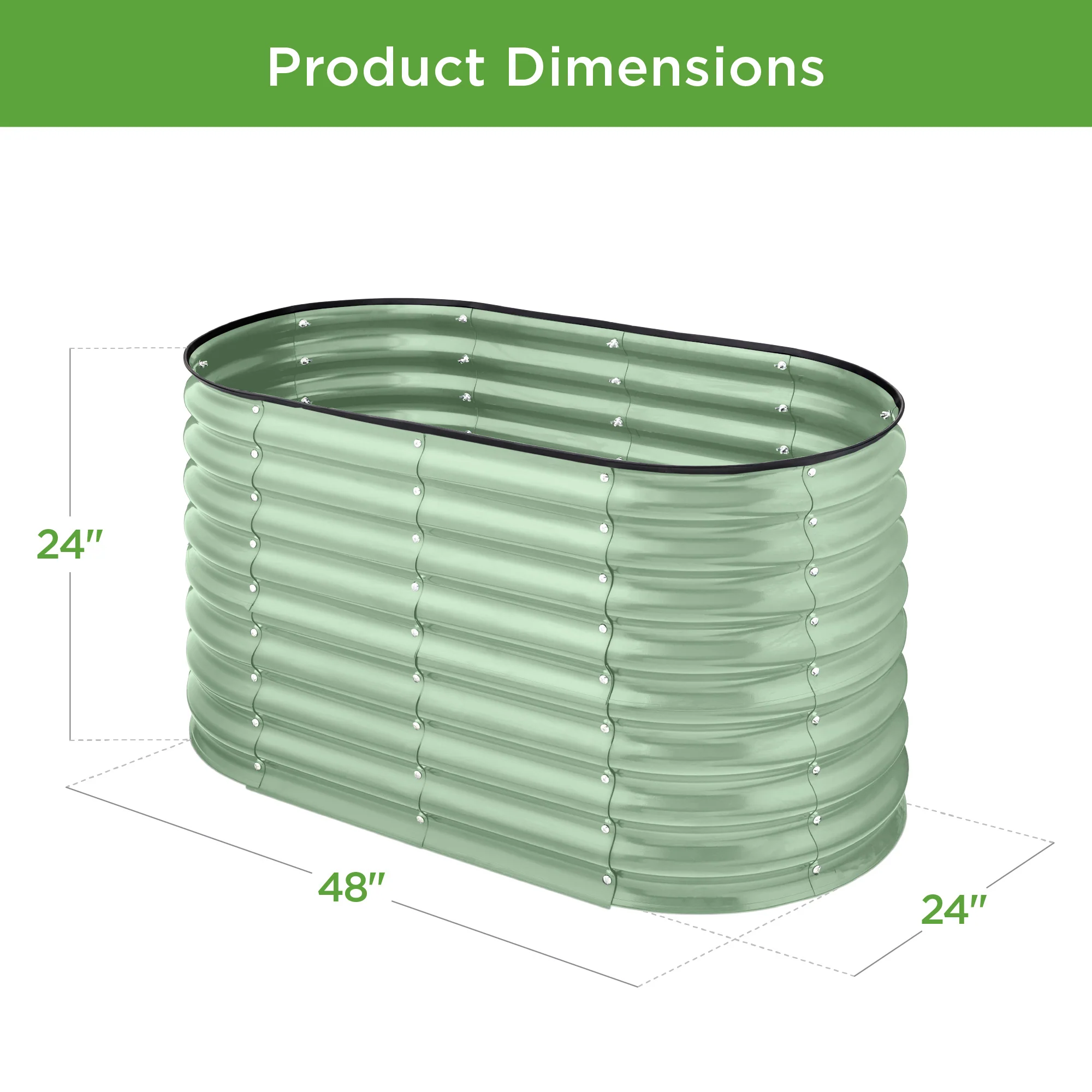 Outdoor Raised Metal Oval Garden Bed, Planter Box - 4x2x2ft - Image 14