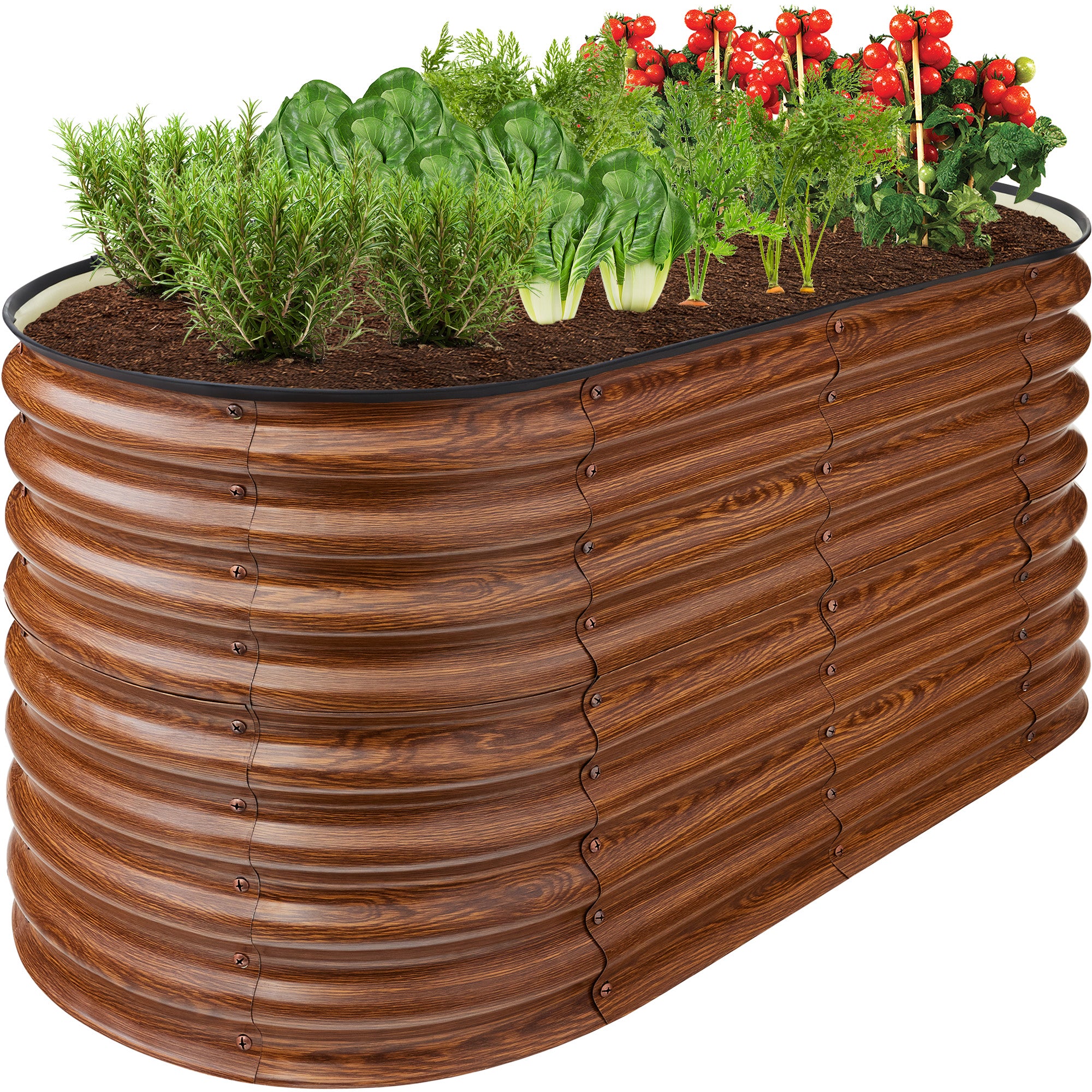 Outdoor Raised Metal Oval Garden Bed, Planter Box - 4x2x2ft - Image 22