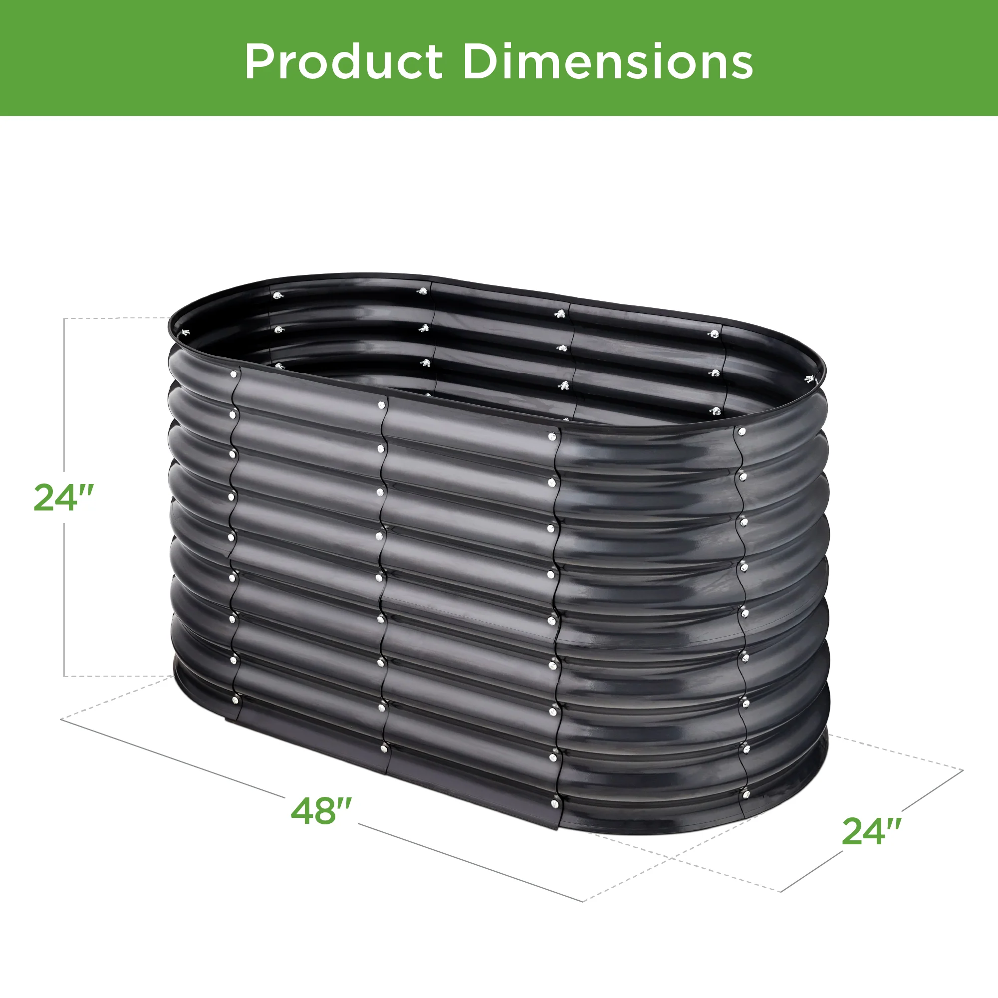 Outdoor Raised Metal Oval Garden Bed, Planter Box - 4x2x2ft - Image 7