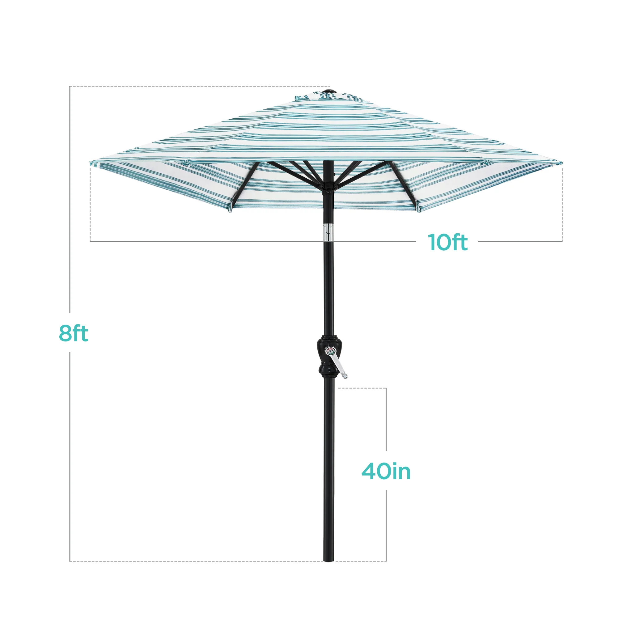 Outdoor Steel Striped Market Patio Umbrella w/ Tilt, Crank Lift - 10ft - Image 48