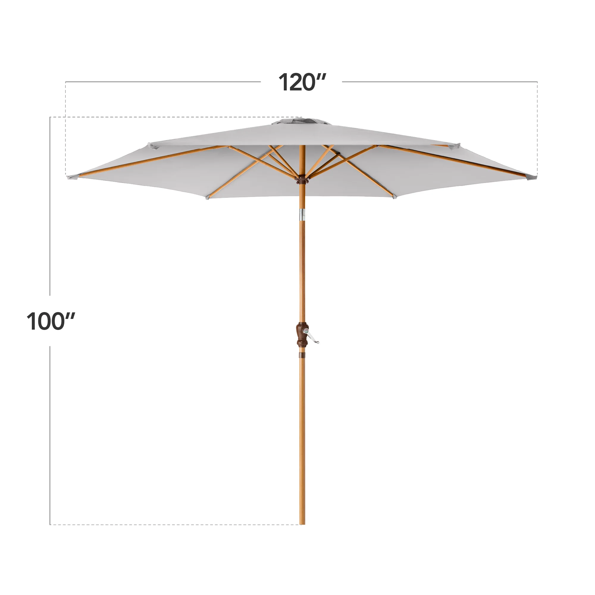 Outdoor Woodgrain Pattern Patio Umbrella Decoration w/ Tilt, Crank - 10ft - Image 2