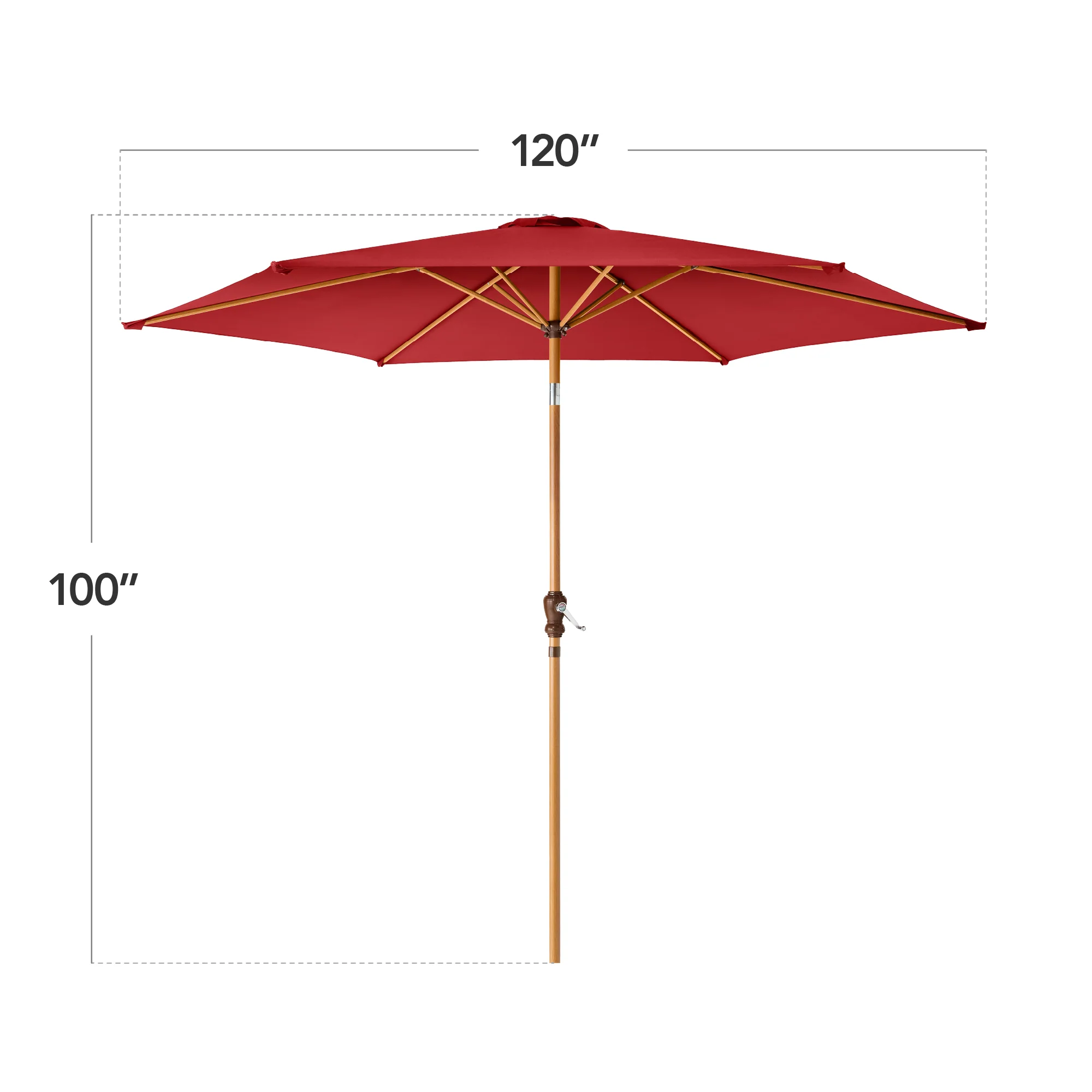 Outdoor Woodgrain Pattern Patio Umbrella Decoration w/ Tilt, Crank - 10ft - Image 23