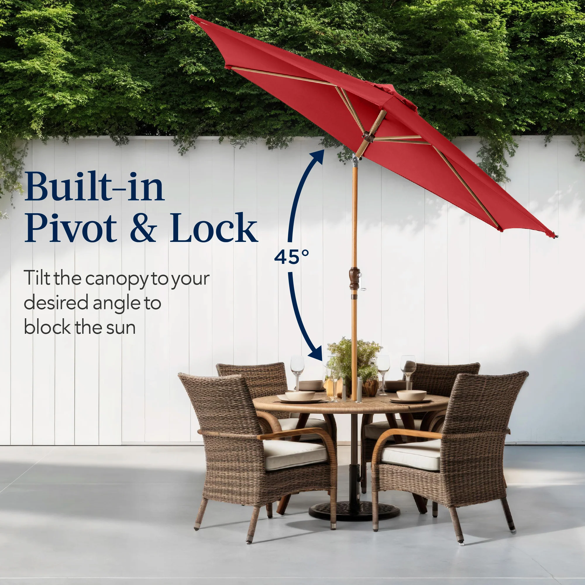 Outdoor Woodgrain Pattern Patio Umbrella Decoration w/ Tilt, Crank - 10ft - Image 25