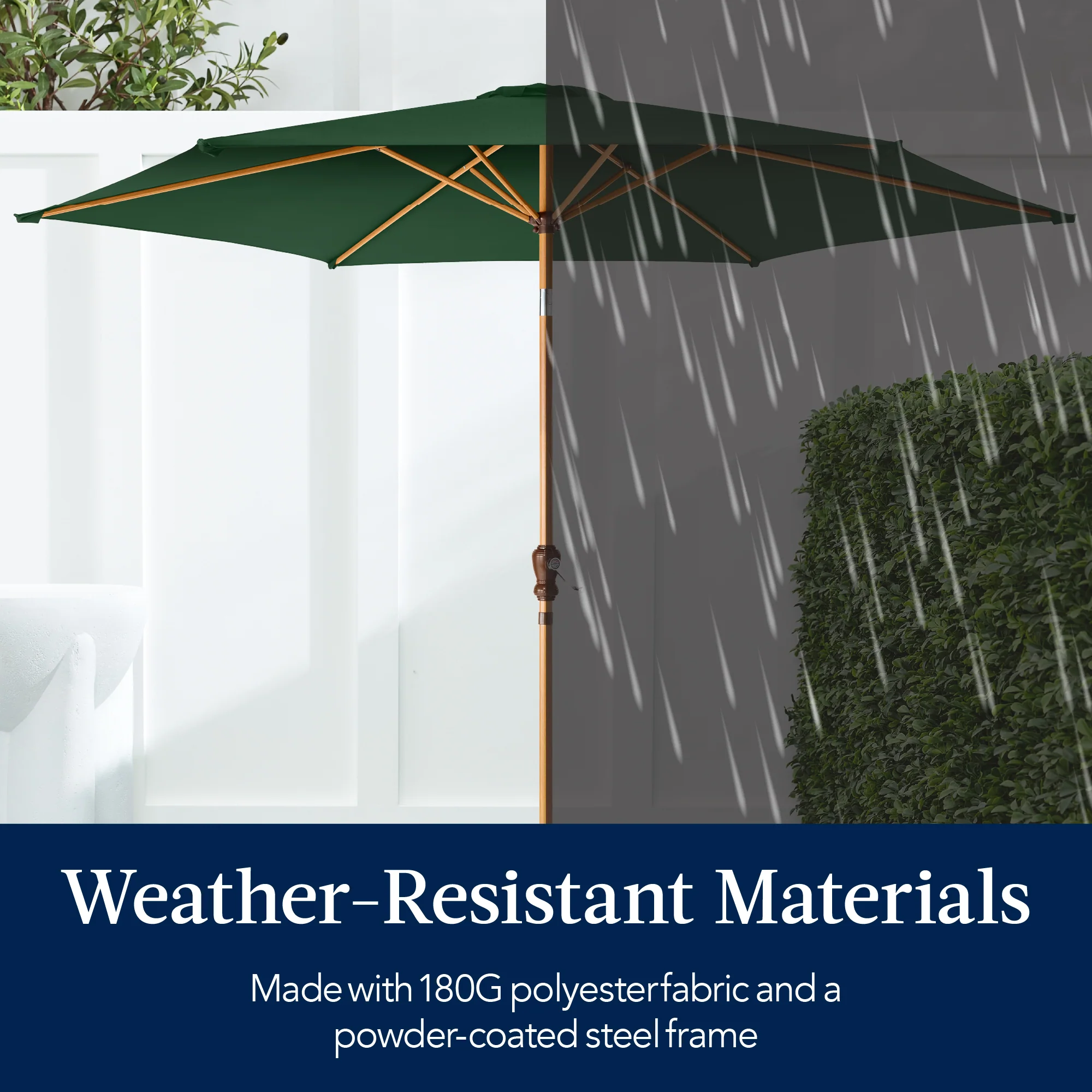 Outdoor Woodgrain Pattern Patio Umbrella Decoration w/ Tilt, Crank - 10ft - Image 47