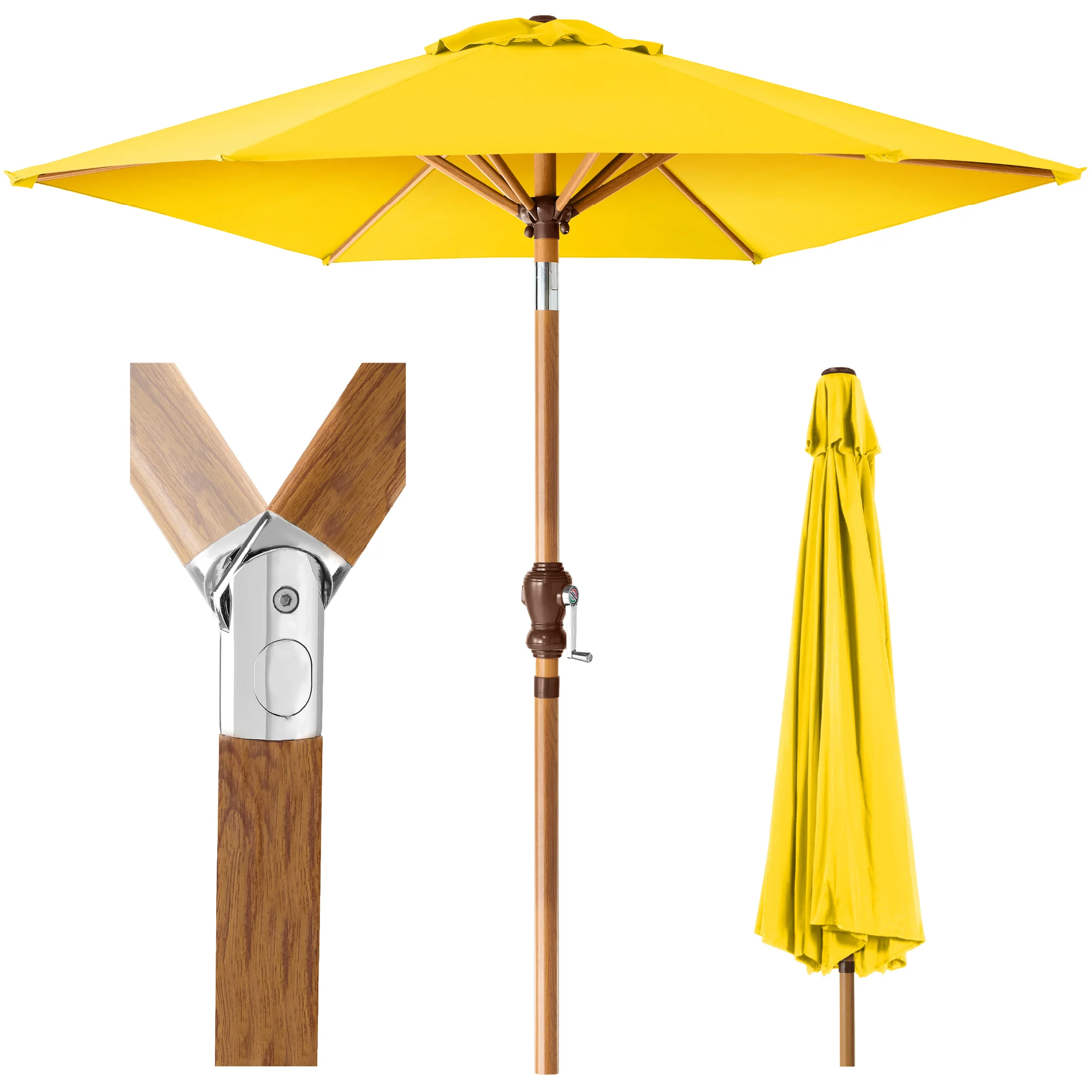 Outdoor Woodgrain Pattern Patio Umbrella Decoration w/ Tilt, Crank - 10ft - Image 50