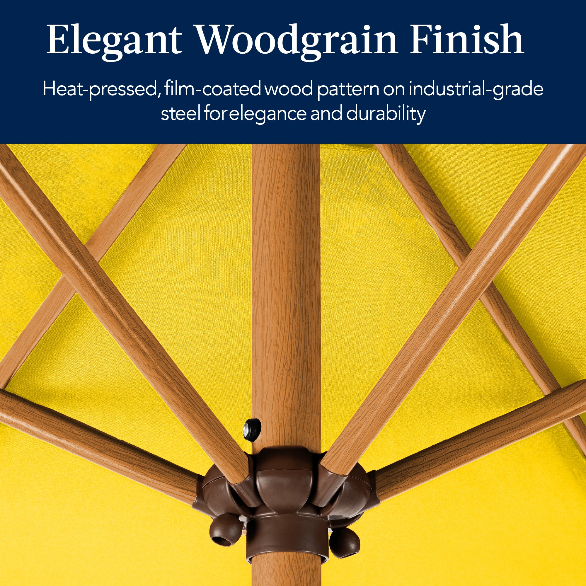 Outdoor Woodgrain Pattern Patio Umbrella Decoration w/ Tilt, Crank - 10ft - Image 52