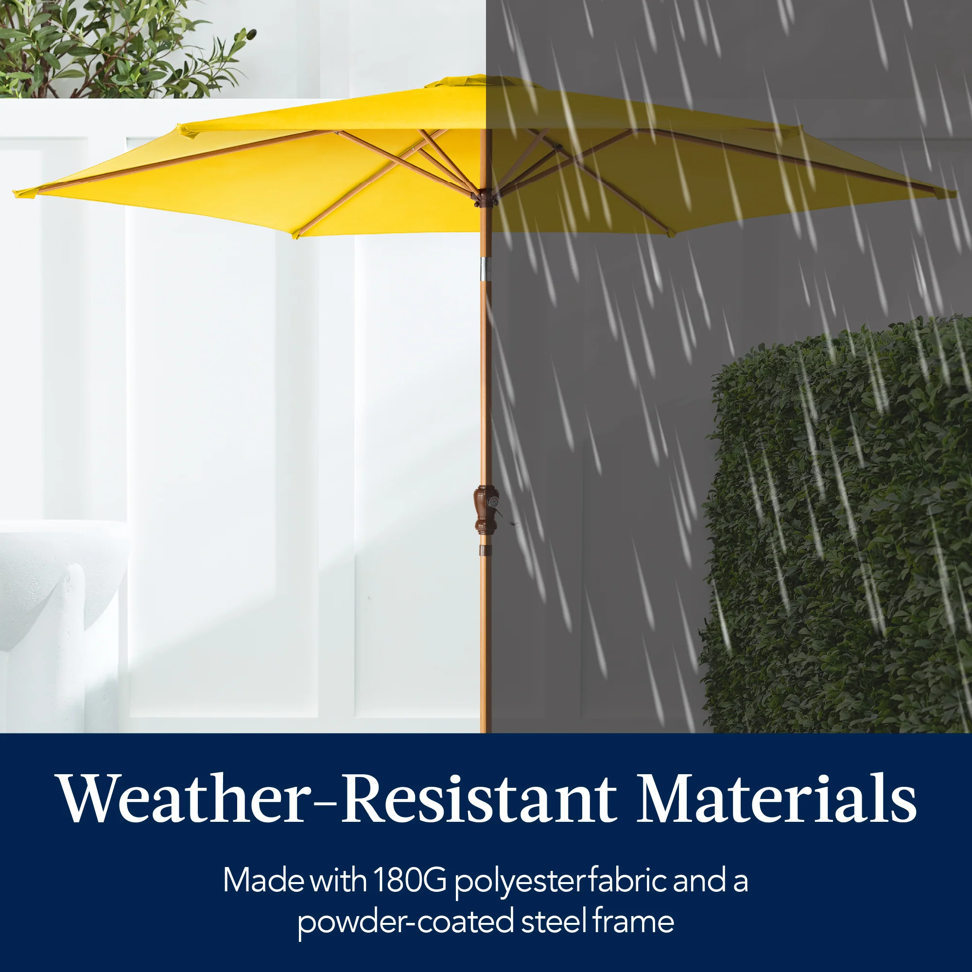 Outdoor Woodgrain Pattern Patio Umbrella Decoration w/ Tilt, Crank - 10ft - Image 54