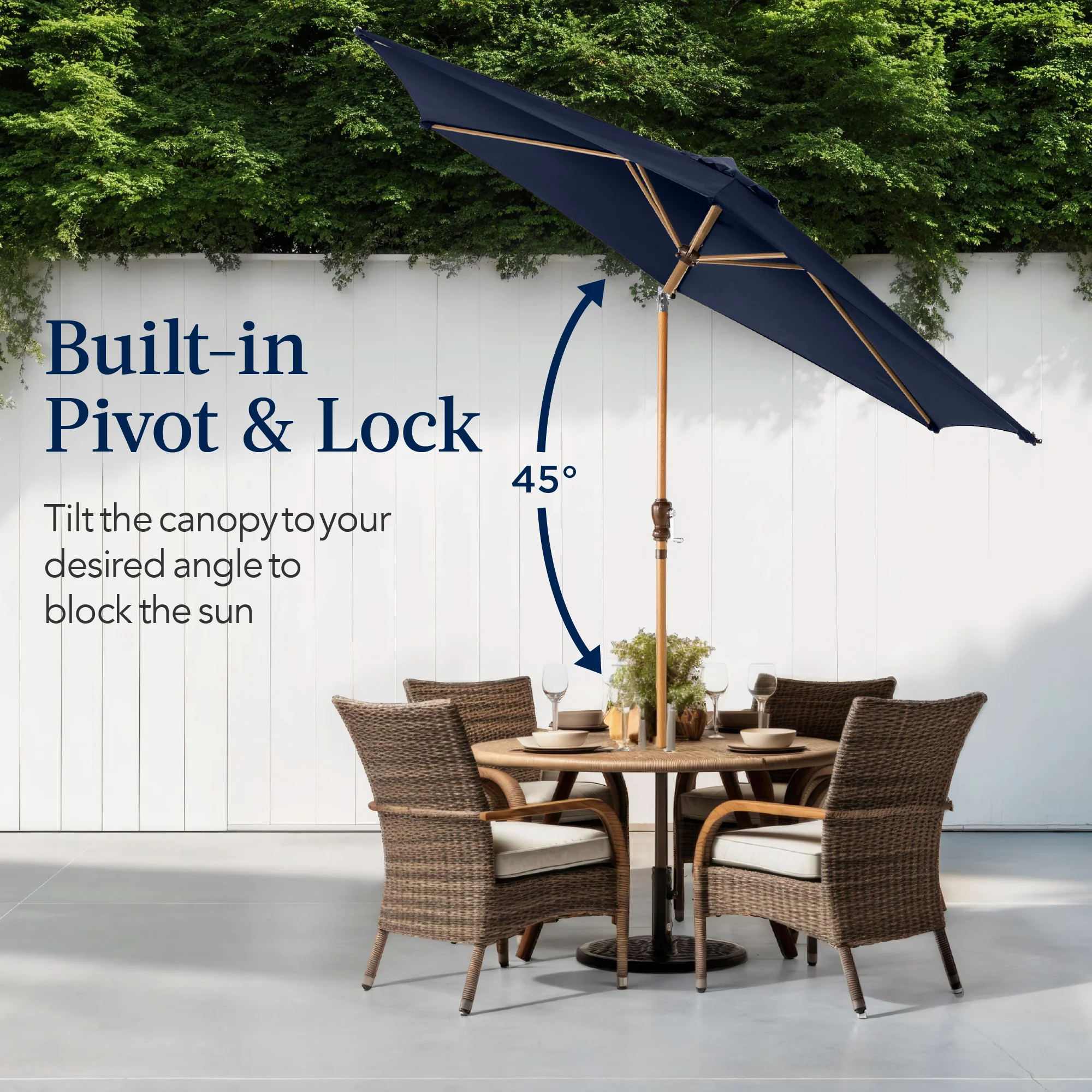 Outdoor Woodgrain Pattern Patio Umbrella Decoration w/ Tilt, Crank - 10ft - Image 81