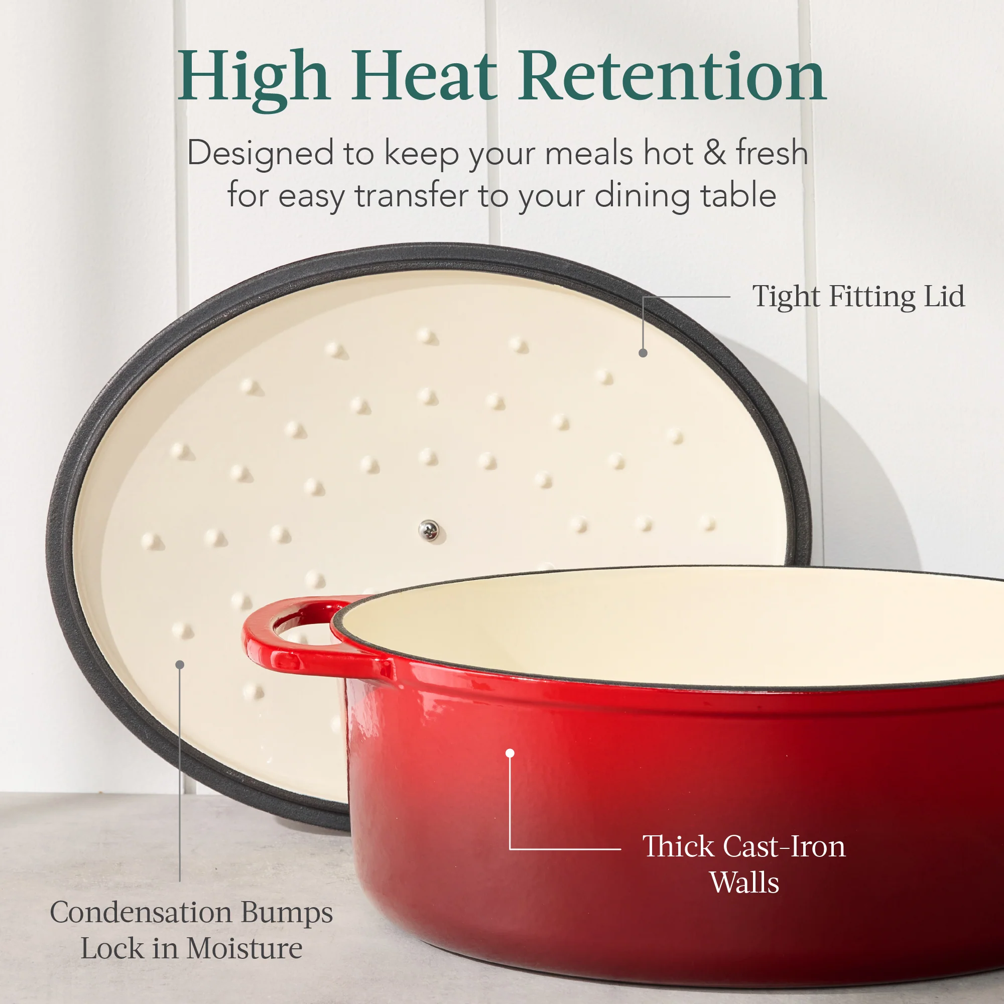 Oval Cast-Iron Dutch Oven Kitchen Cookware w/ Enamel - 7.5qt - Image 27