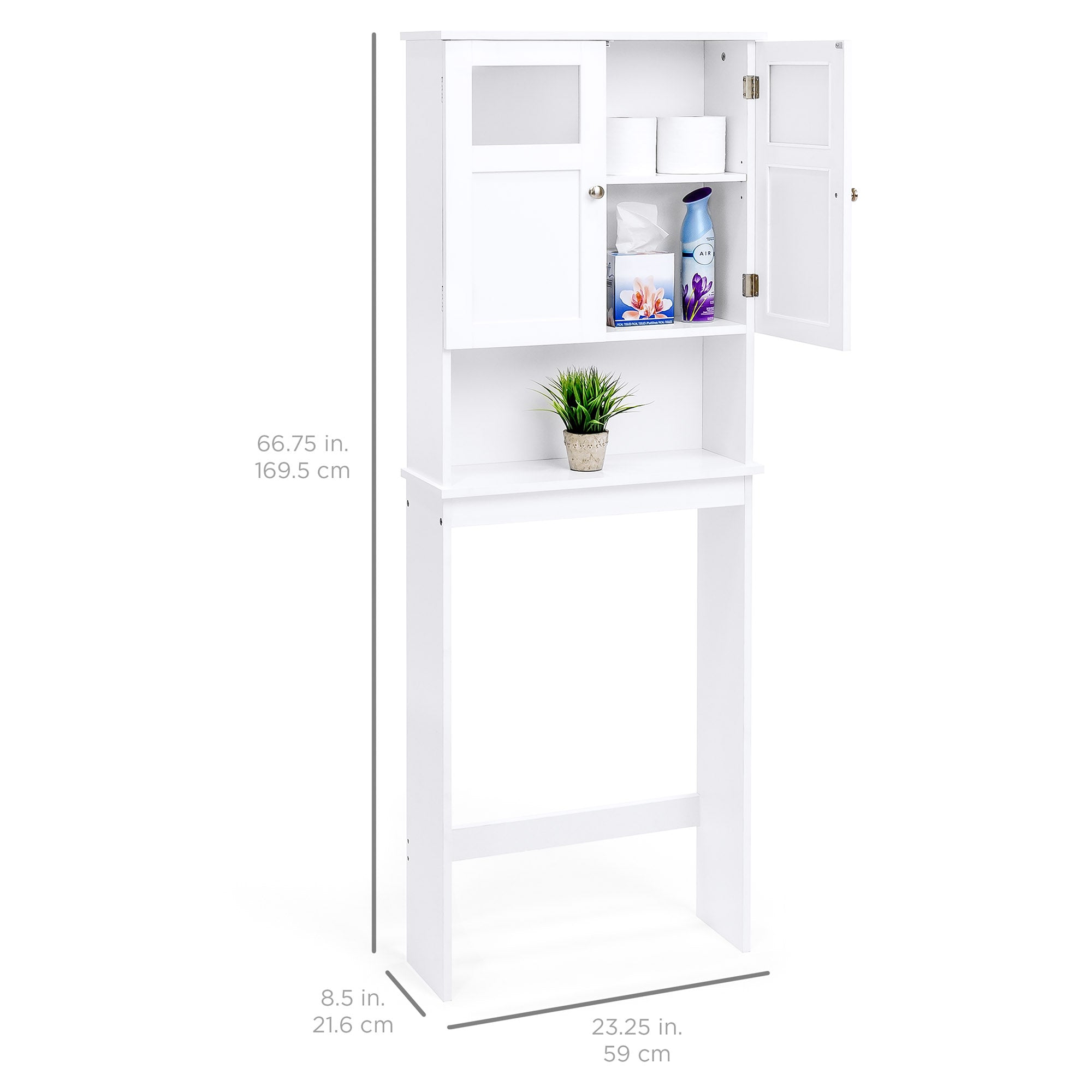 Double Door Over-the-Toilet Bathroom Storage Cabinet - Image 11
