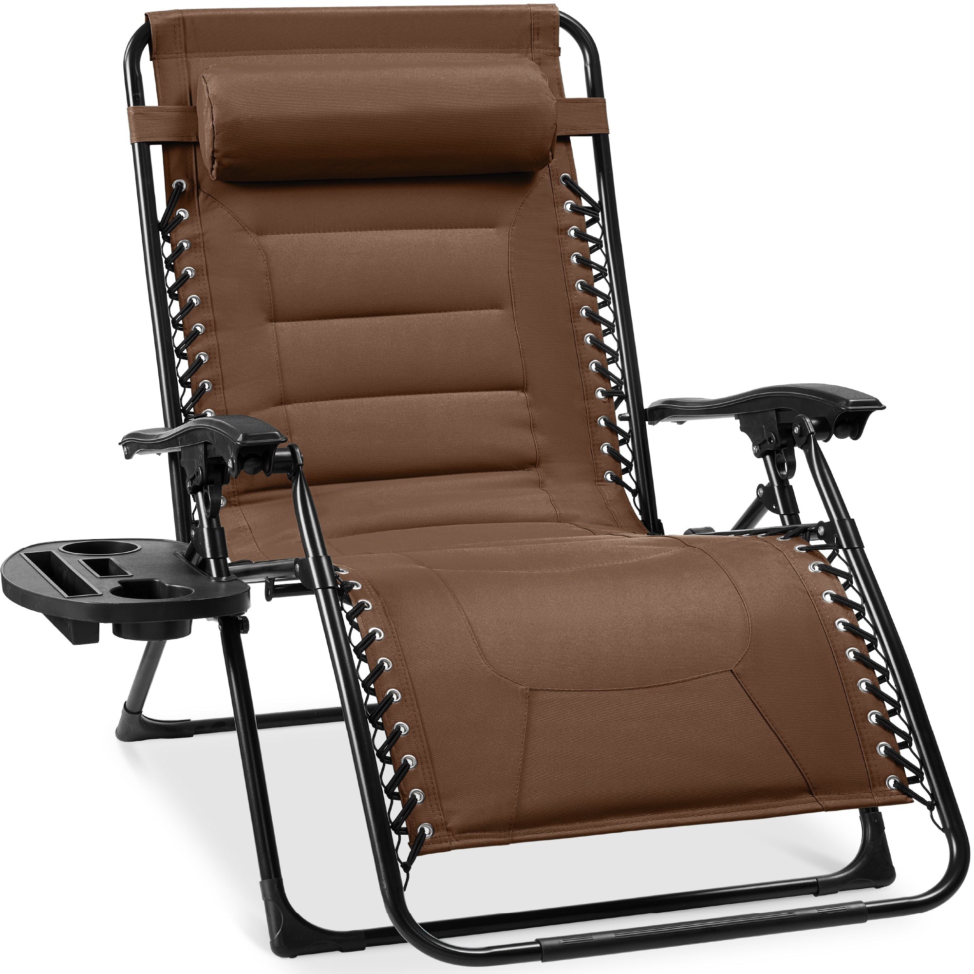 Oversized Padded Zero Gravity Chair, Folding Recliner w/ Headrest, Side Tray - Image 106
