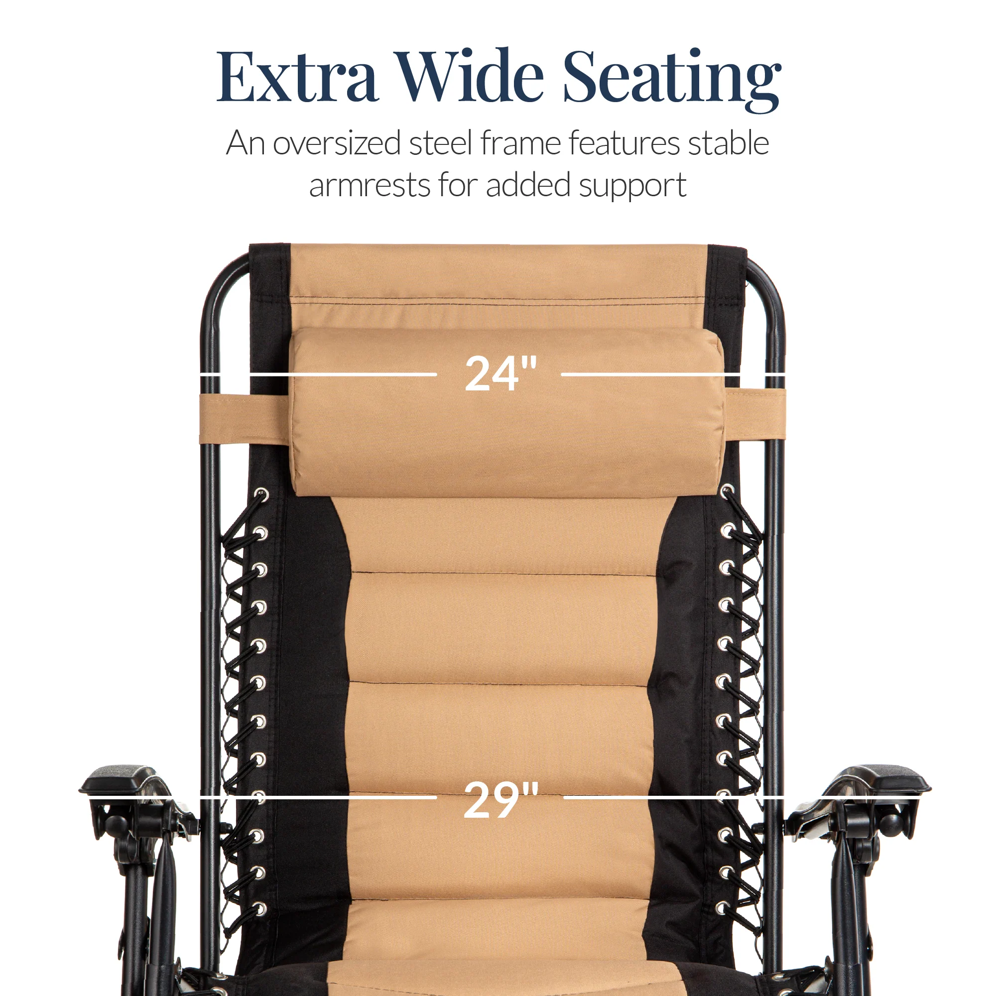 Oversized Padded Zero Gravity Chair, Folding Recliner w/ Headrest, Side Tray - Image 11