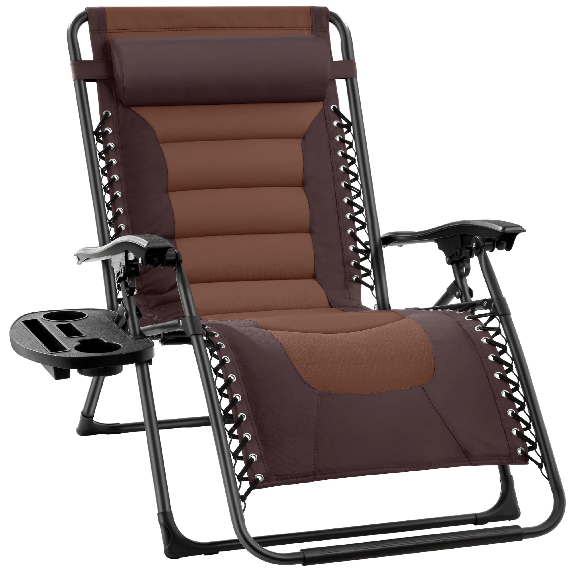 Oversized Padded Zero Gravity Chair, Folding Recliner w/ Headrest, Side Tray - Image 114