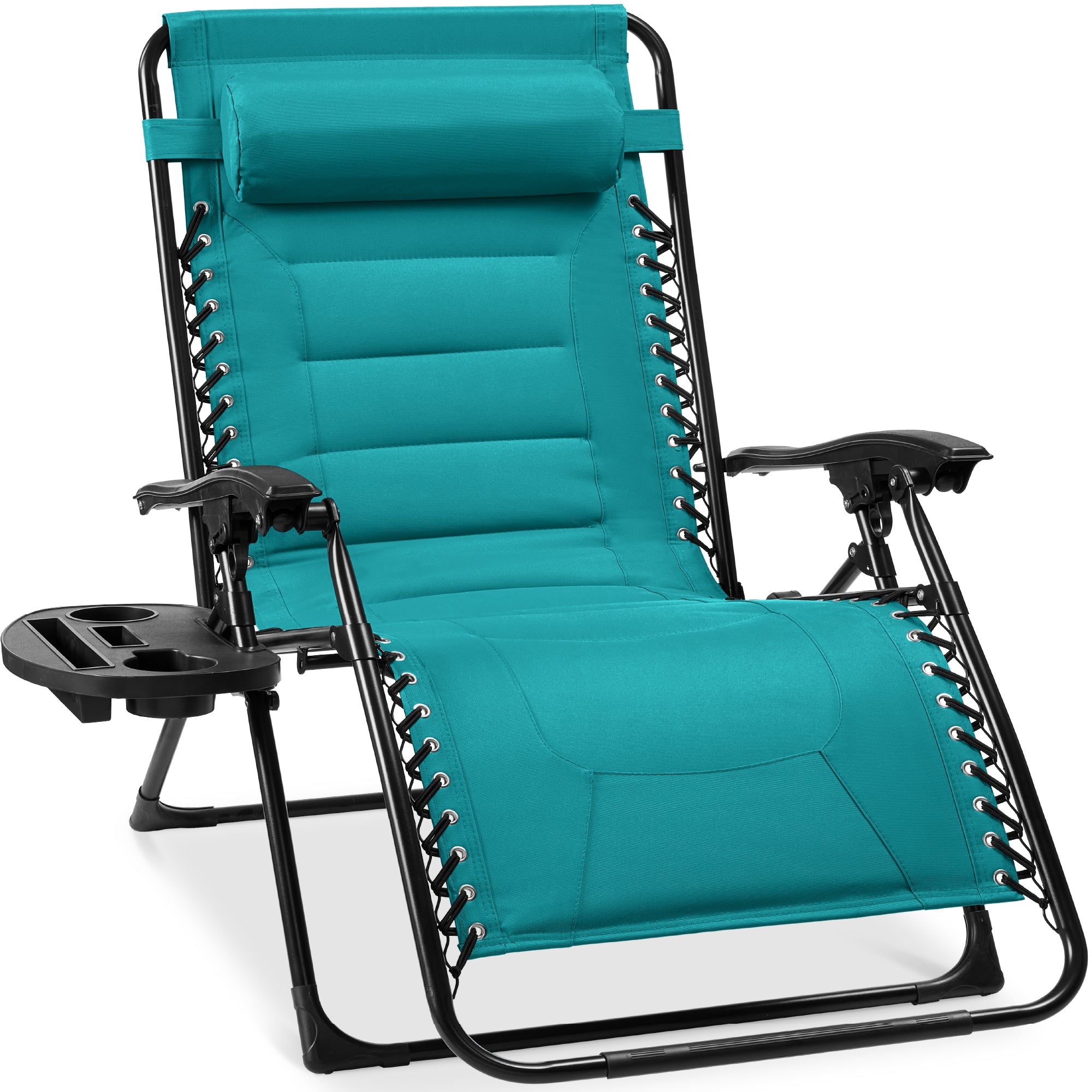 Oversized Padded Zero Gravity Chair, Folding Recliner w/ Headrest, Side Tray - Image 122