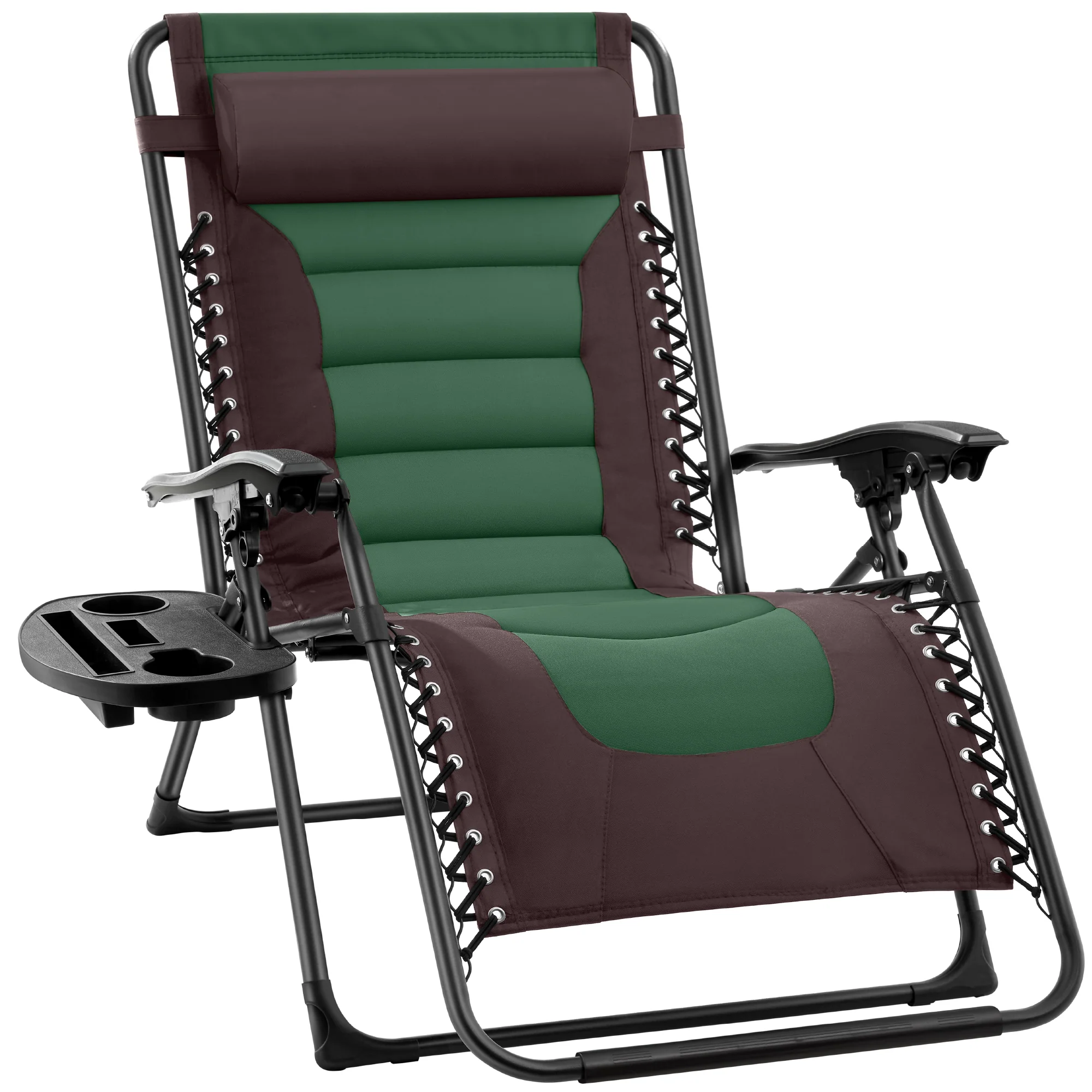 Oversized Padded Zero Gravity Chair, Folding Recliner w/ Headrest, Side Tray - Image 126