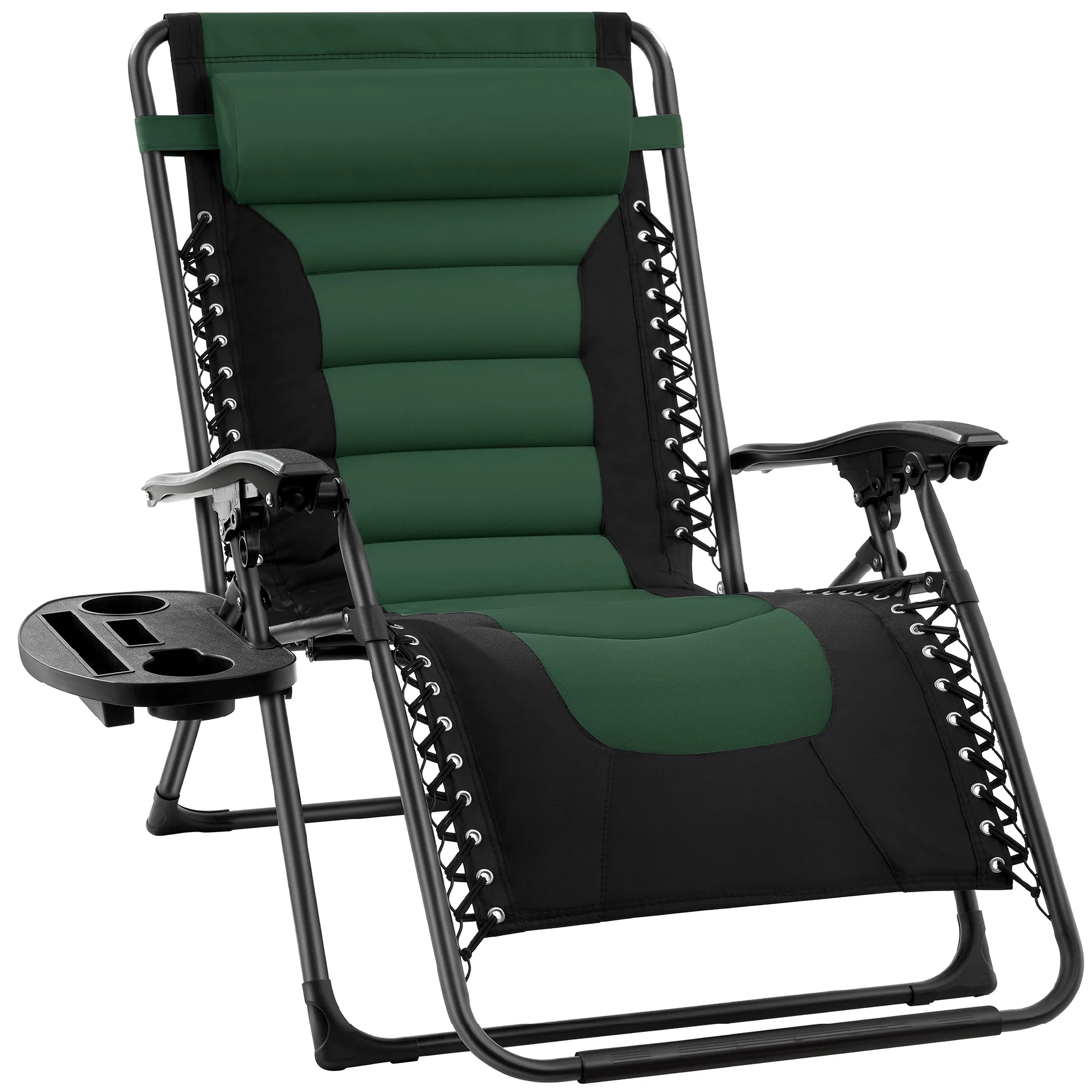 Oversized Padded Zero Gravity Chair, Folding Recliner w/ Headrest, Side Tray - Image 13