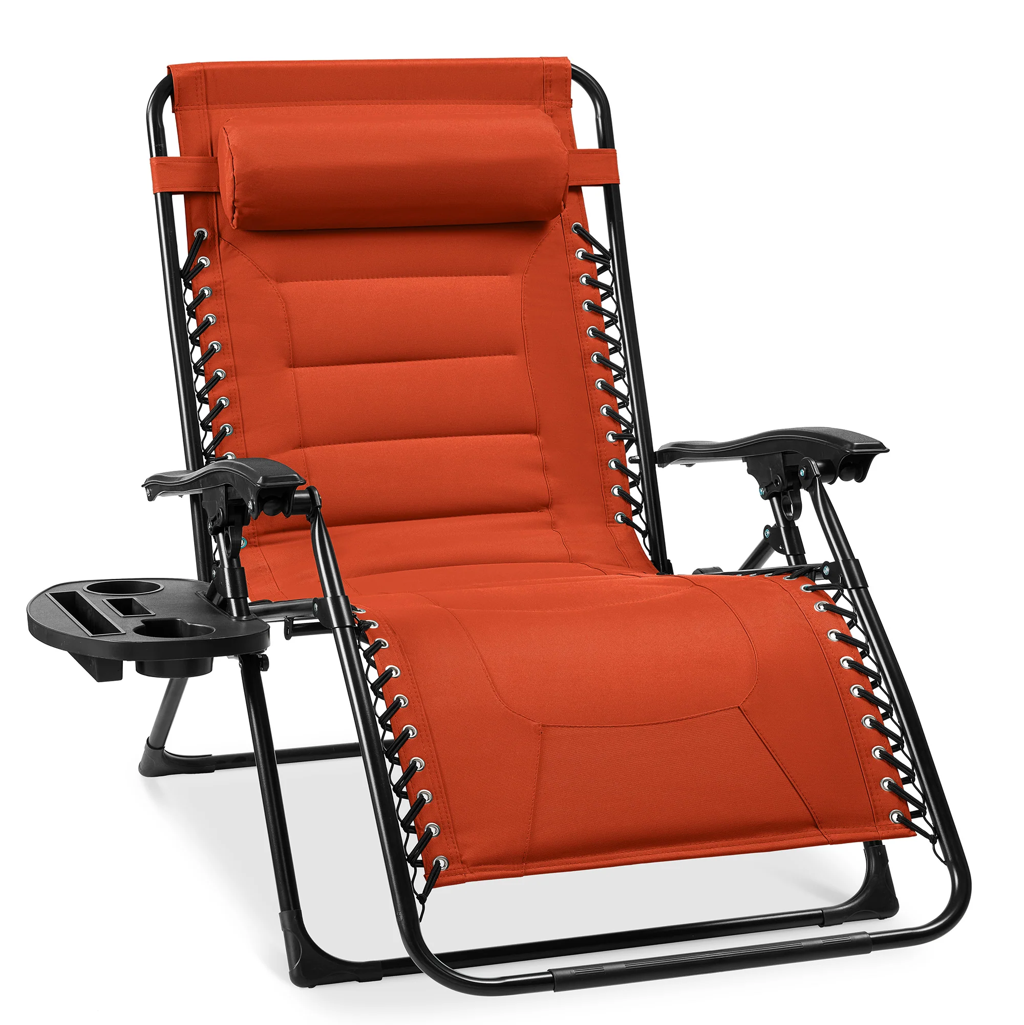 Oversized Padded Zero Gravity Chair, Folding Recliner w/ Headrest, Side Tray - Image 146