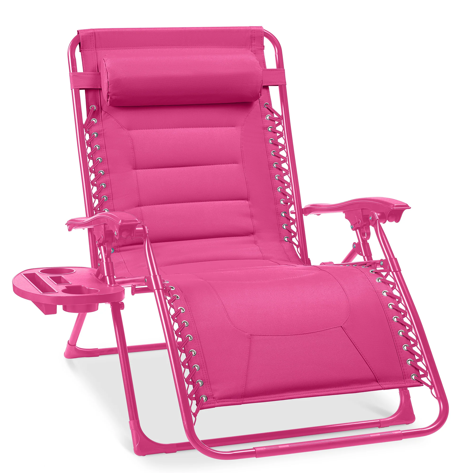 Oversized Padded Zero Gravity Chair, Folding Recliner w/ Headrest, Side Tray - Image 151