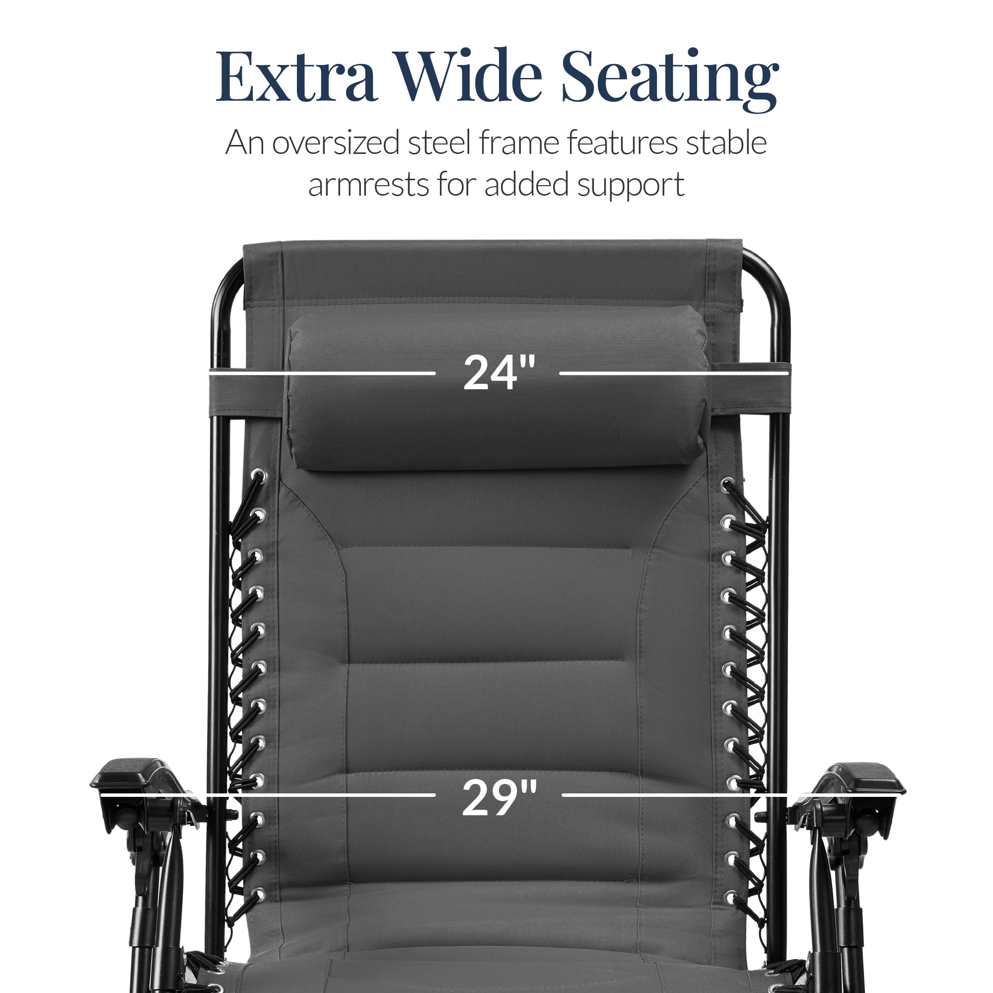 Oversized Padded Zero Gravity Chair, Folding Recliner w/ Headrest, Side Tray - Image 158