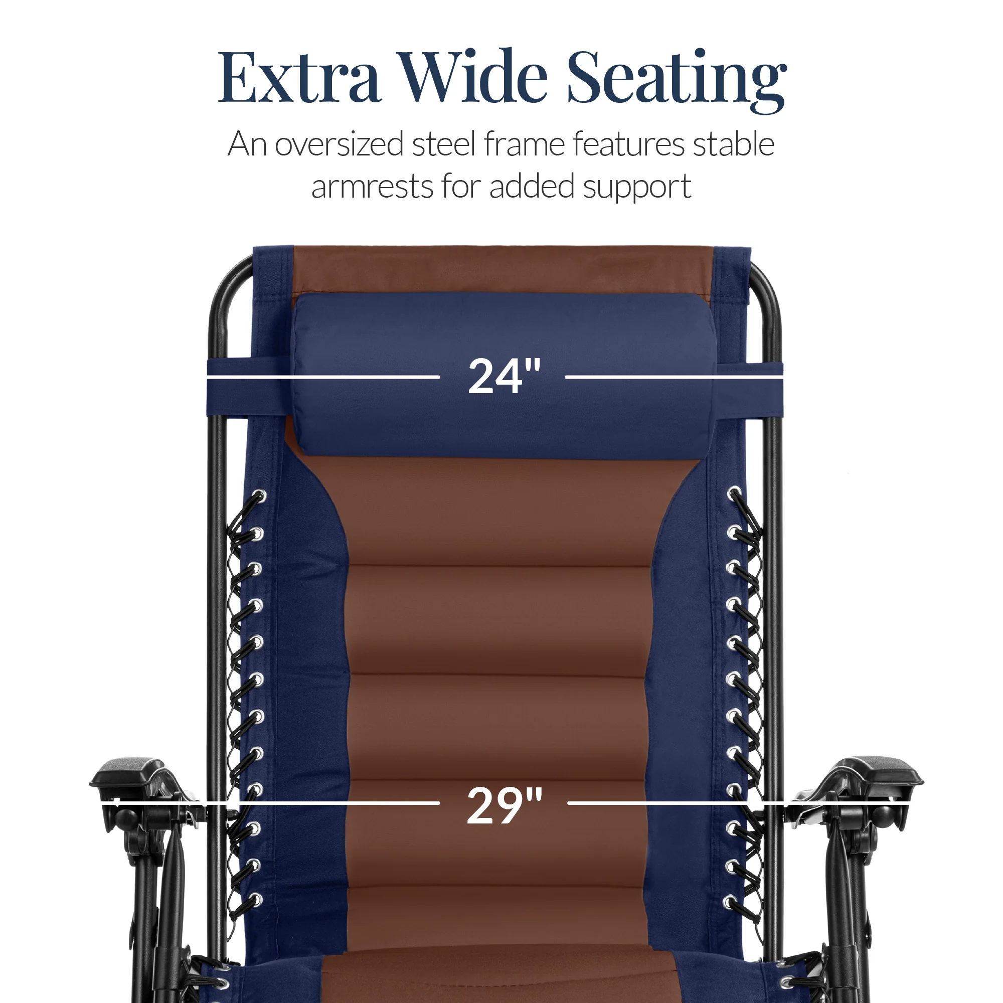 Oversized Padded Zero Gravity Chair, Folding Recliner w/ Headrest, Side Tray - Image 23