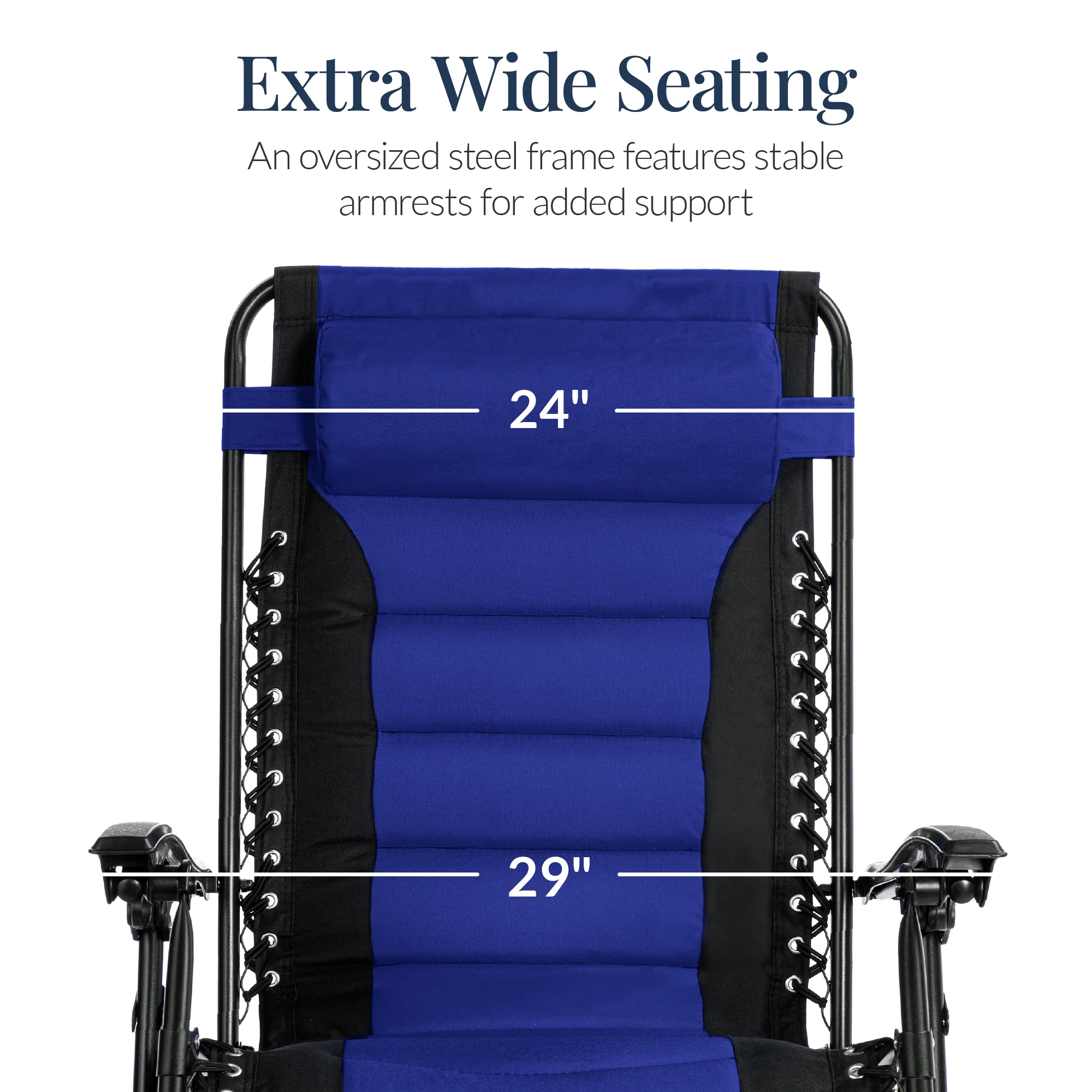 Oversized Padded Zero Gravity Chair, Folding Recliner w/ Headrest, Side Tray - Image 31