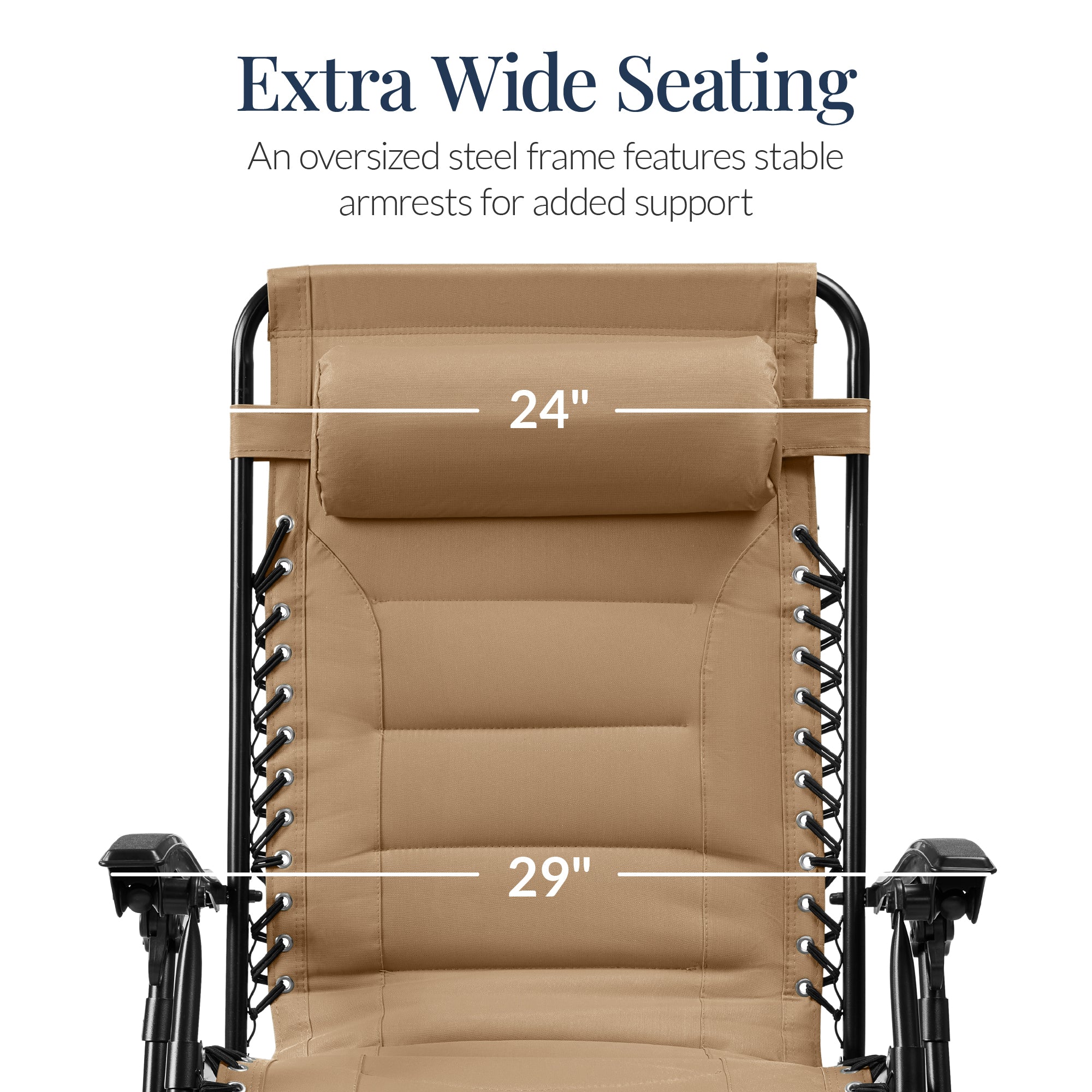 Oversized Padded Zero Gravity Chair, Folding Recliner w/ Headrest, Side Tray - Image 47