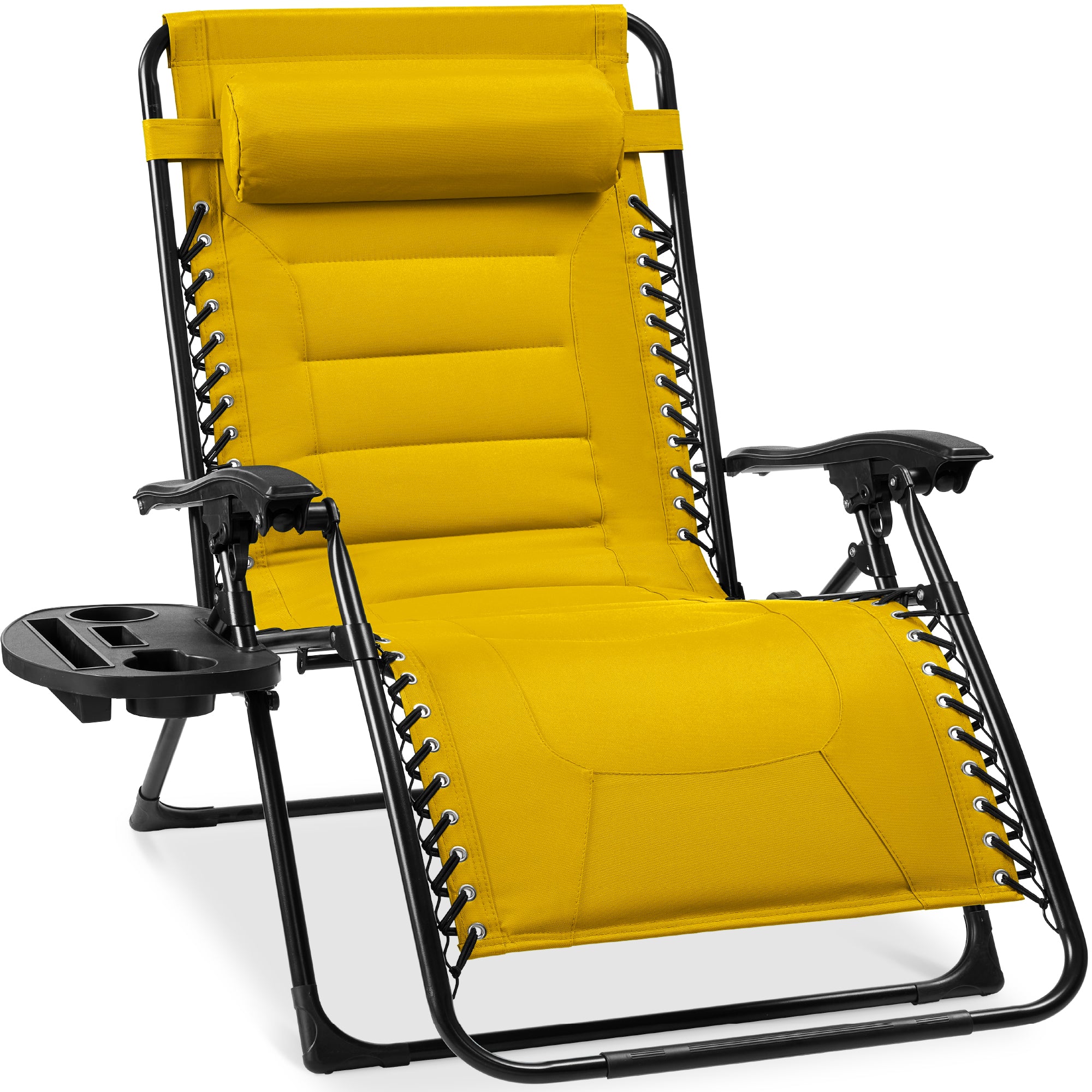 Oversized Padded Zero Gravity Chair, Folding Recliner w/ Headrest, Side Tray - Image 57