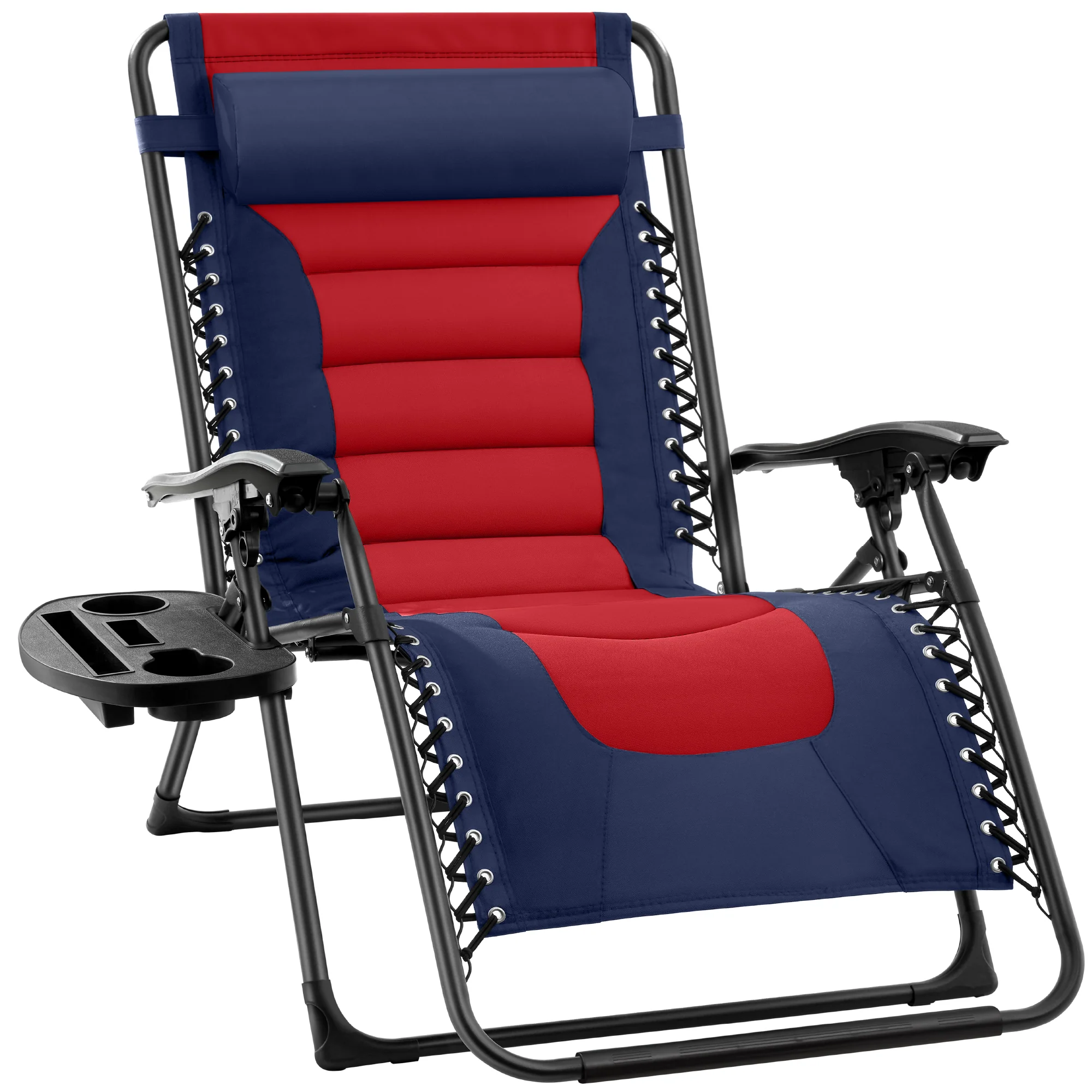 Oversized Padded Zero Gravity Chair, Folding Recliner w/ Headrest, Side Tray - Image 61