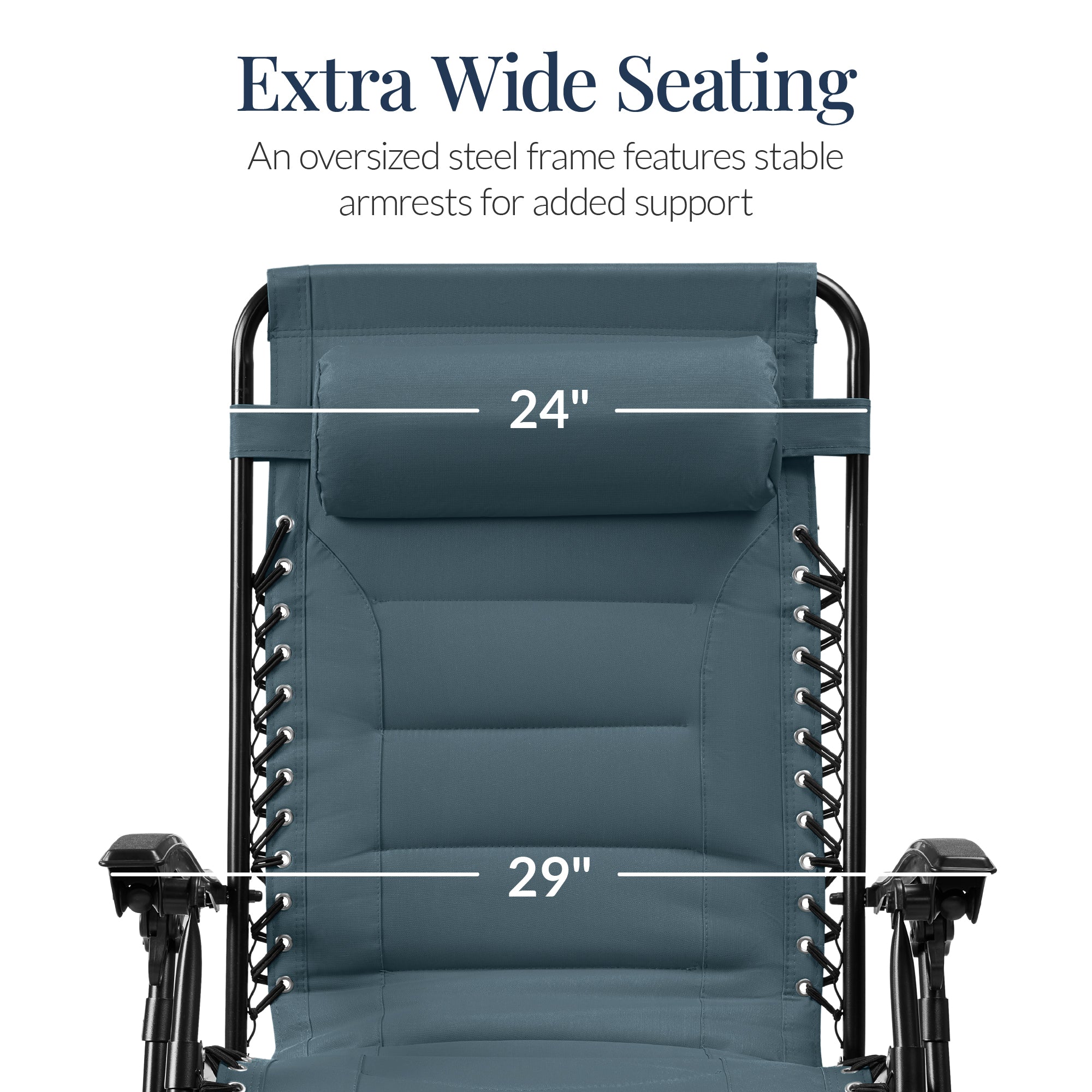 Oversized Padded Zero Gravity Chair, Folding Recliner w/ Headrest, Side Tray - Image 7