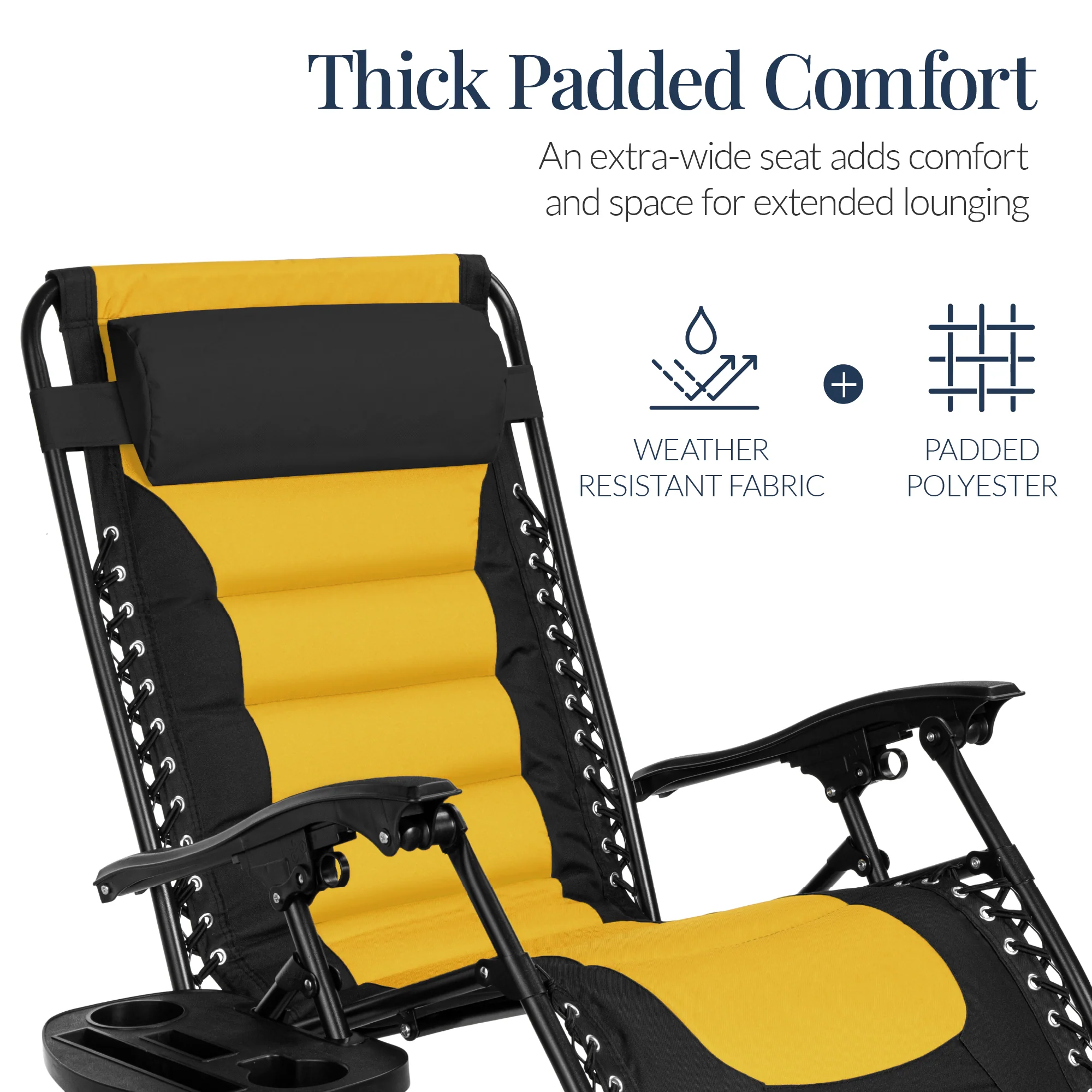 Oversized Padded Zero Gravity Chair, Folding Recliner w/ Headrest, Side Tray - Image 72
