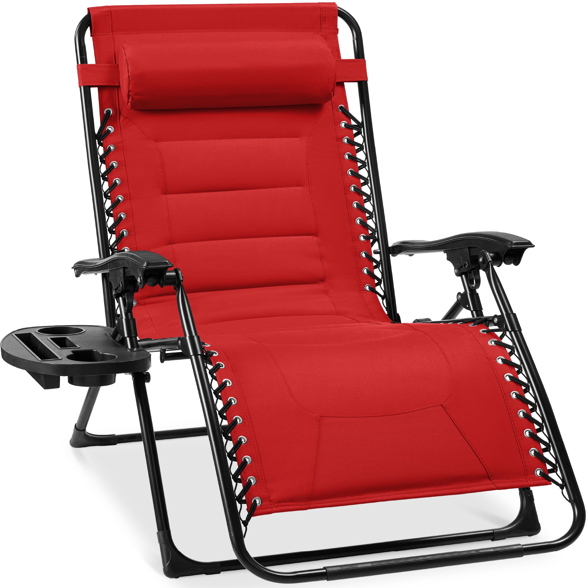 Oversized Padded Zero Gravity Chair, Folding Recliner w/ Headrest, Side Tray - Image 81