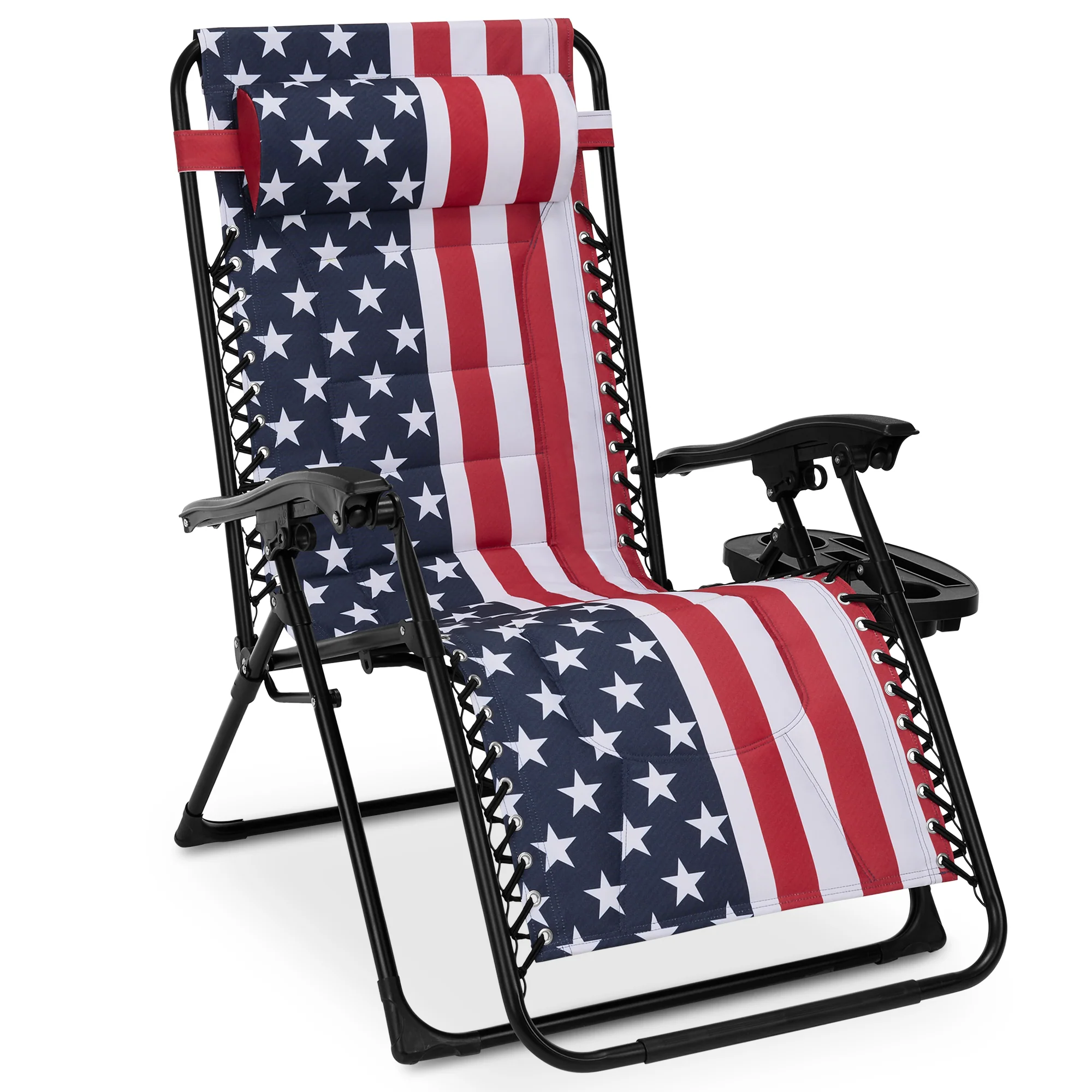 Oversized Padded Zero Gravity Chair, Folding Recliner w/ Headrest, Side Tray - Image 85