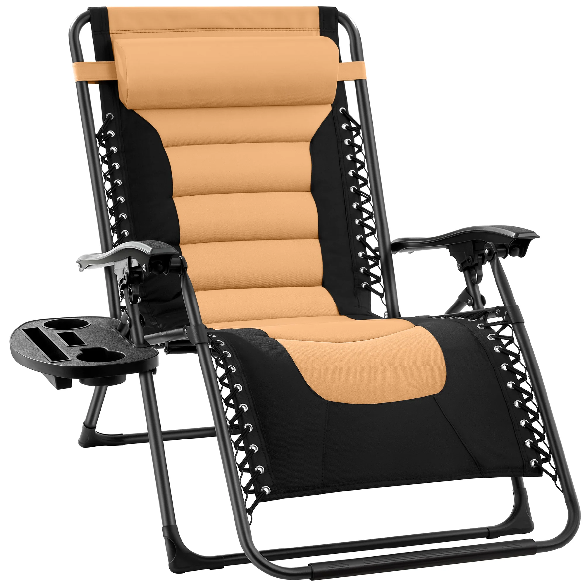 Oversized Padded Zero Gravity Chair, Folding Recliner w/ Headrest, Side Tray - Image 9