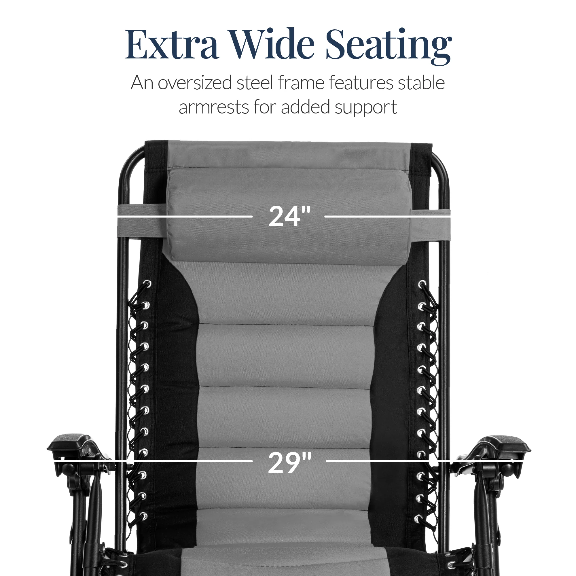 Oversized Padded Zero Gravity Chair, Folding Recliner w/ Headrest, Side Tray - Image 92