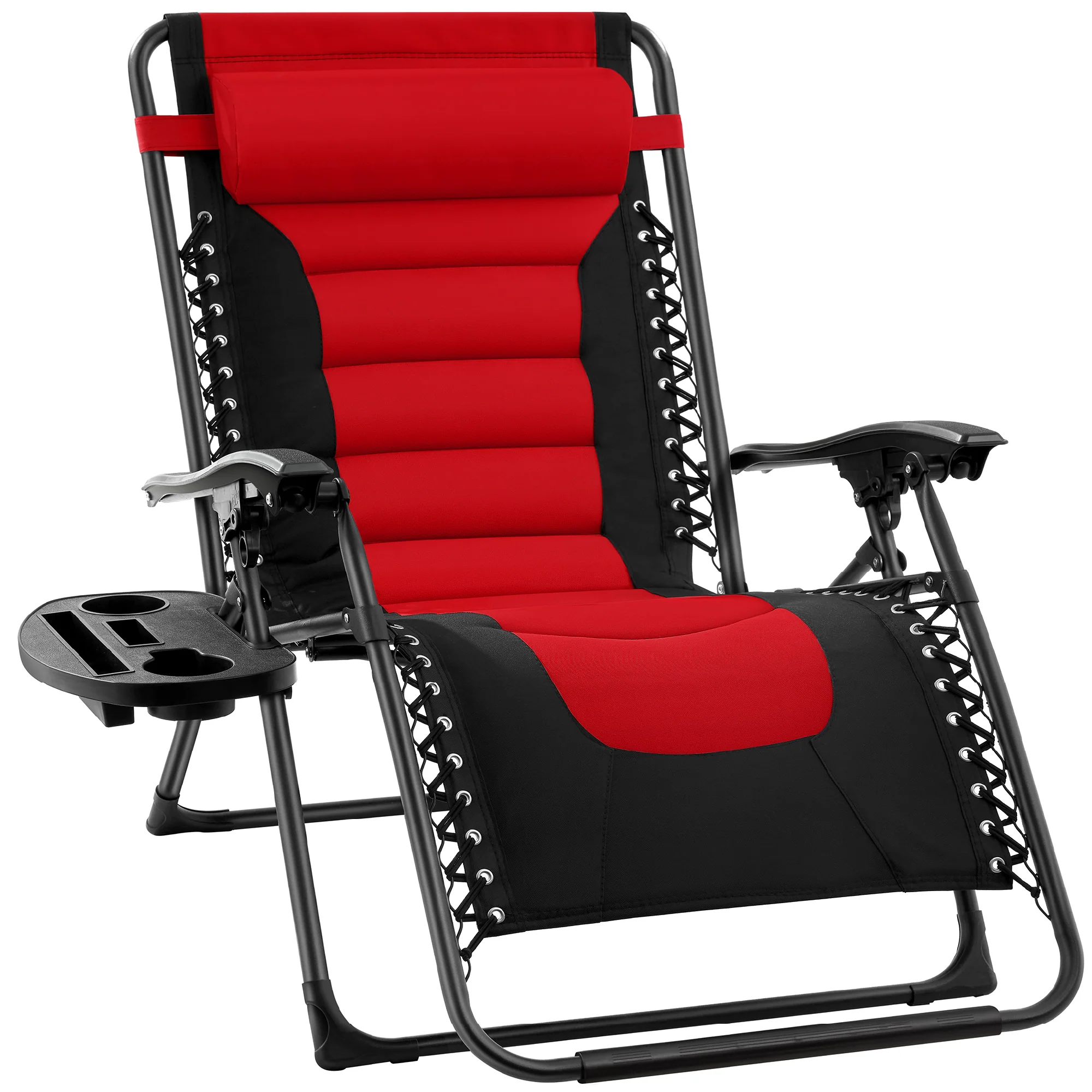 Oversized Padded Zero Gravity Chair, Folding Recliner w/ Headrest, Side Tray - Image 94