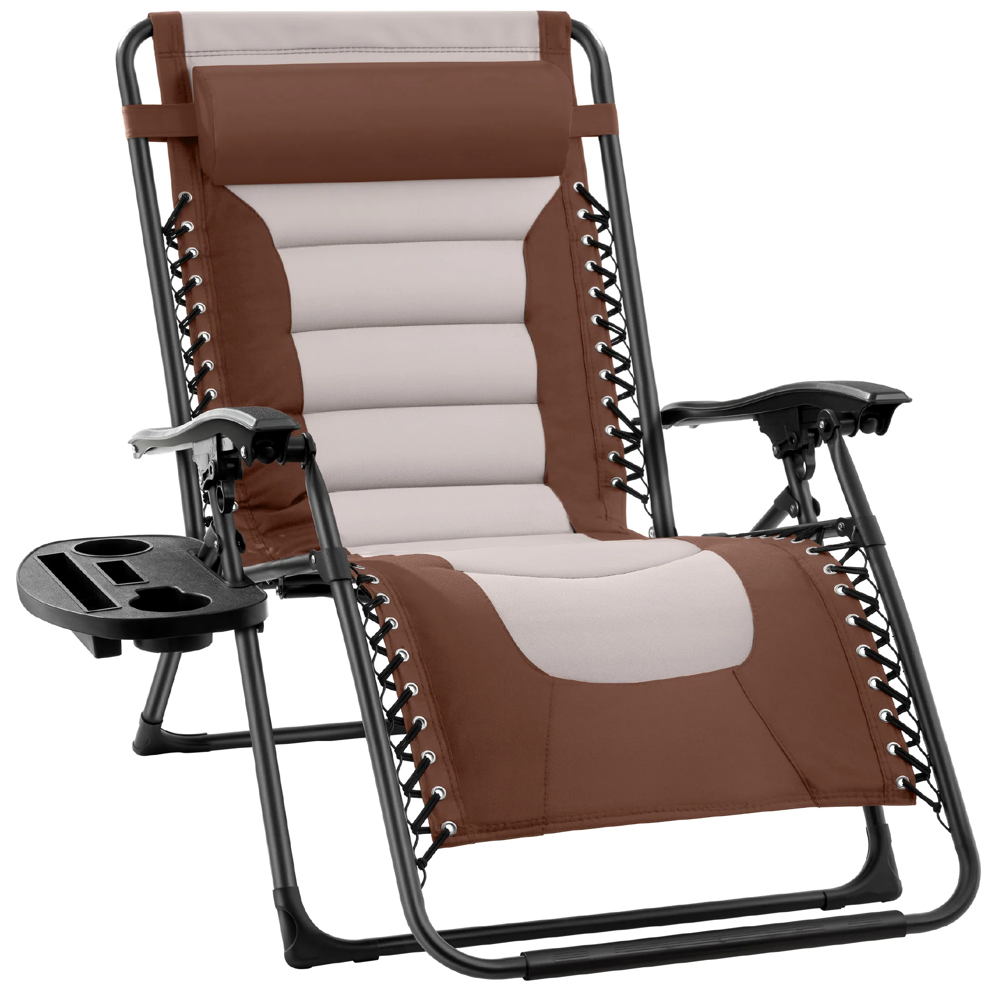 Oversized Padded Zero Gravity Chair, Folding Recliner w/ Headrest, Side Tray - Image 98