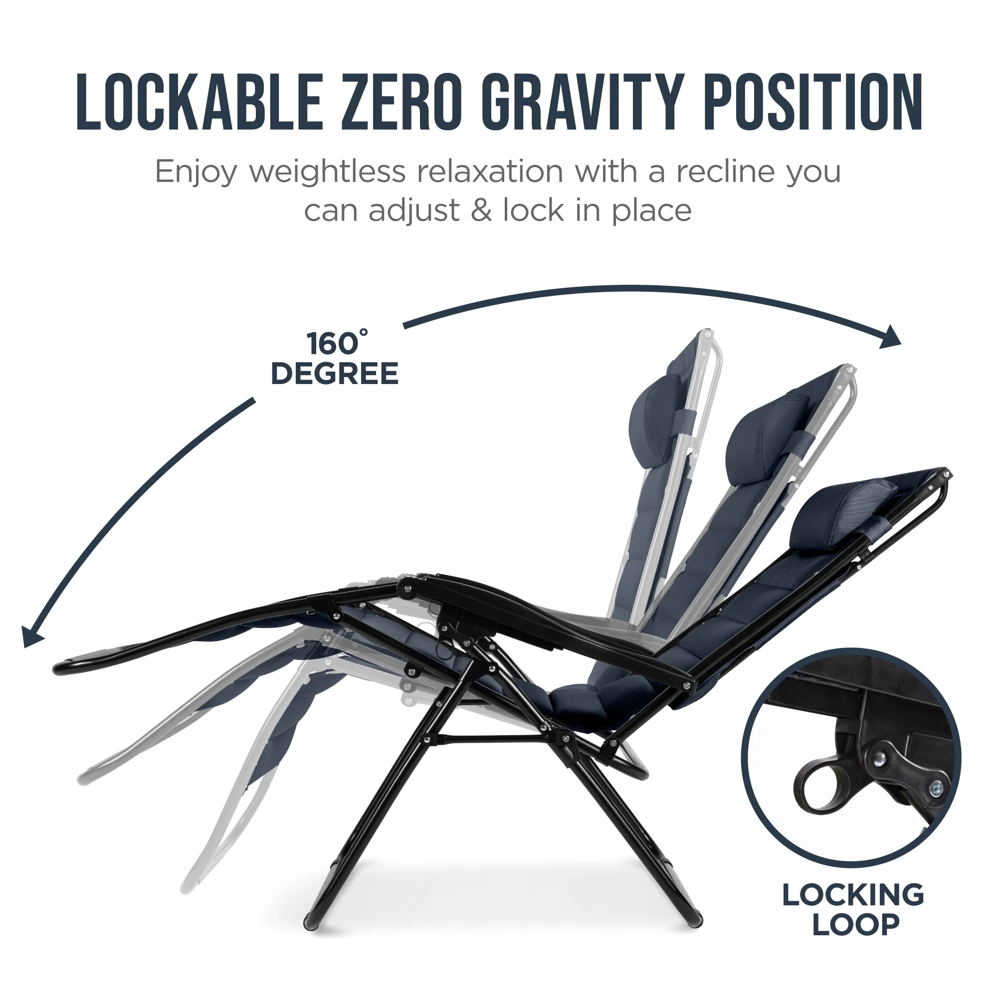 Oversized Padded Zero Gravity Chair w/ Canopy Headrest Cup Holder Side Tray - Image 105