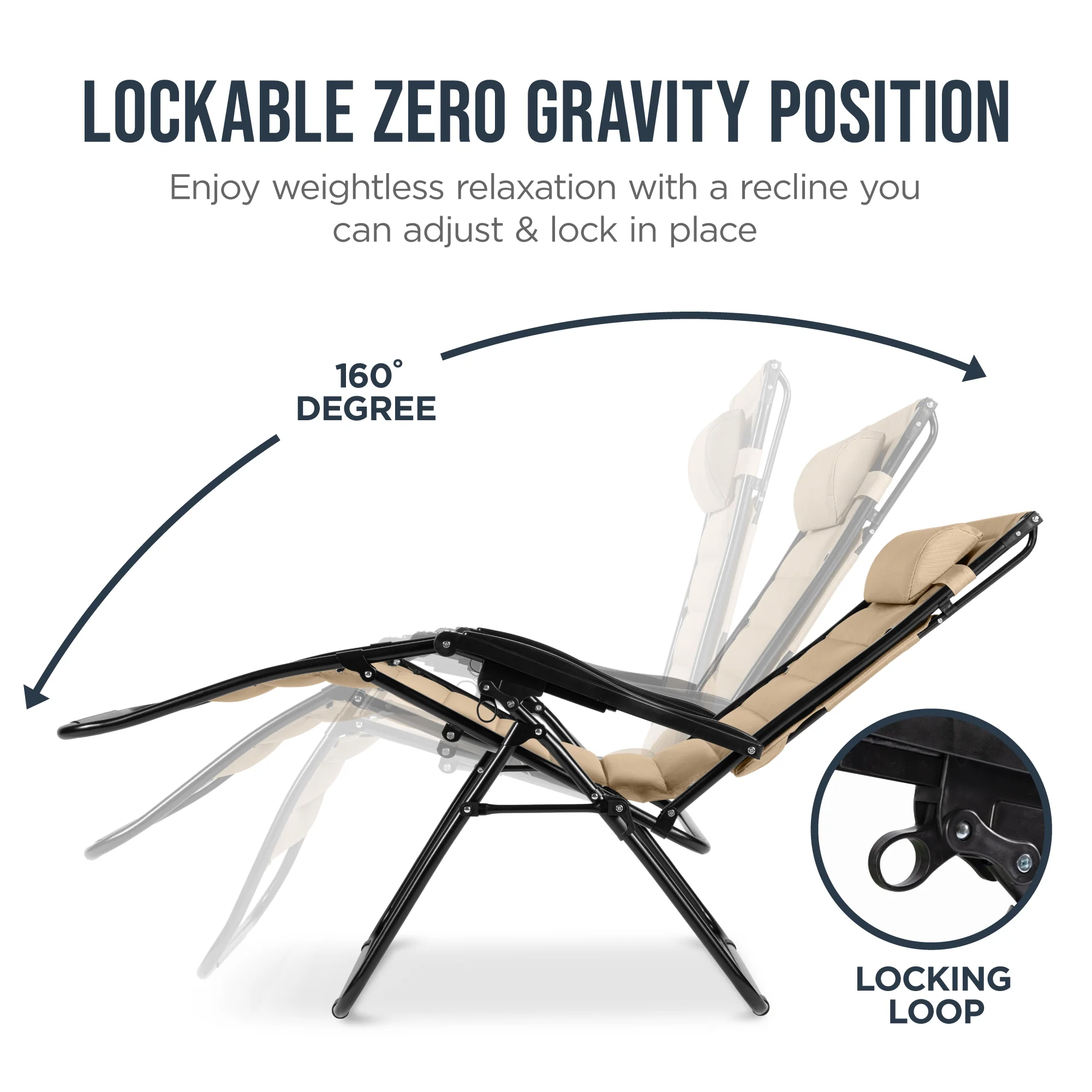 Oversized Padded Zero Gravity Chair w/ Canopy Headrest Cup Holder Side Tray - Image 114