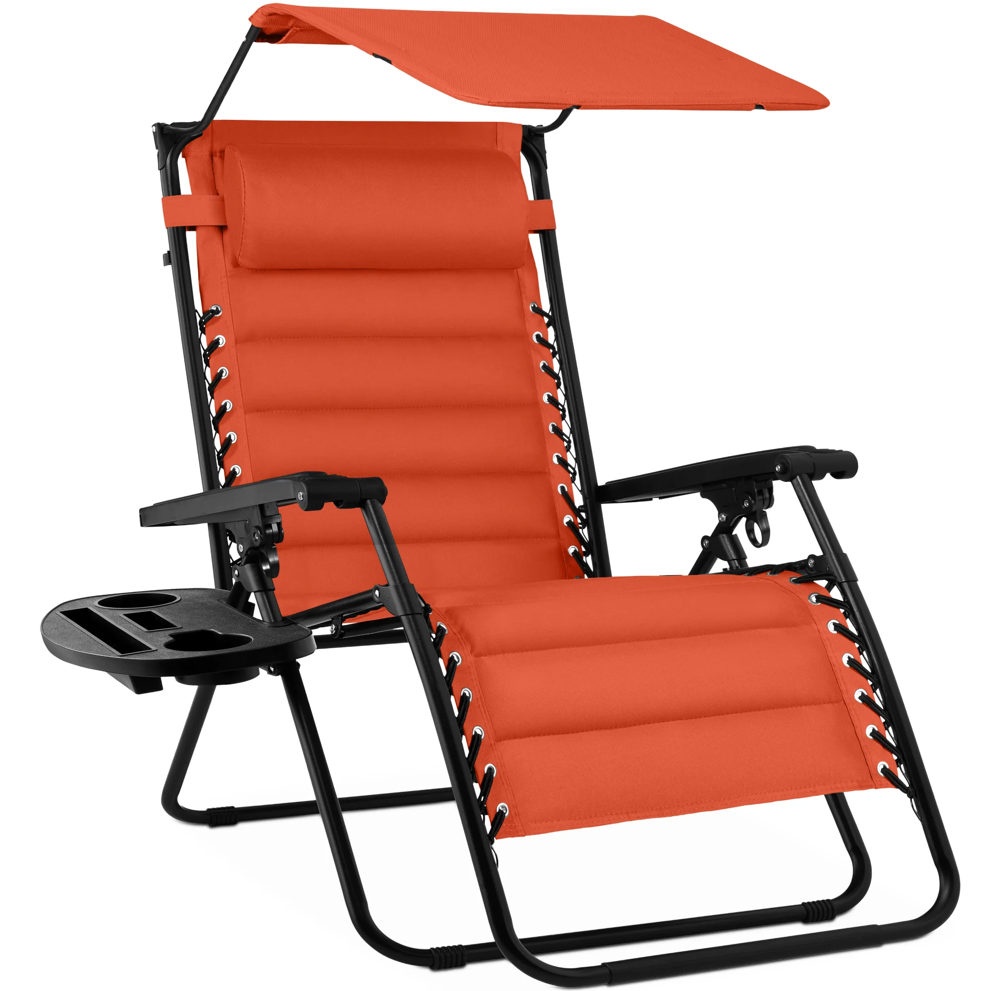 Oversized Padded Zero Gravity Chair w/ Canopy Headrest Cup Holder Side Tray - Image 135