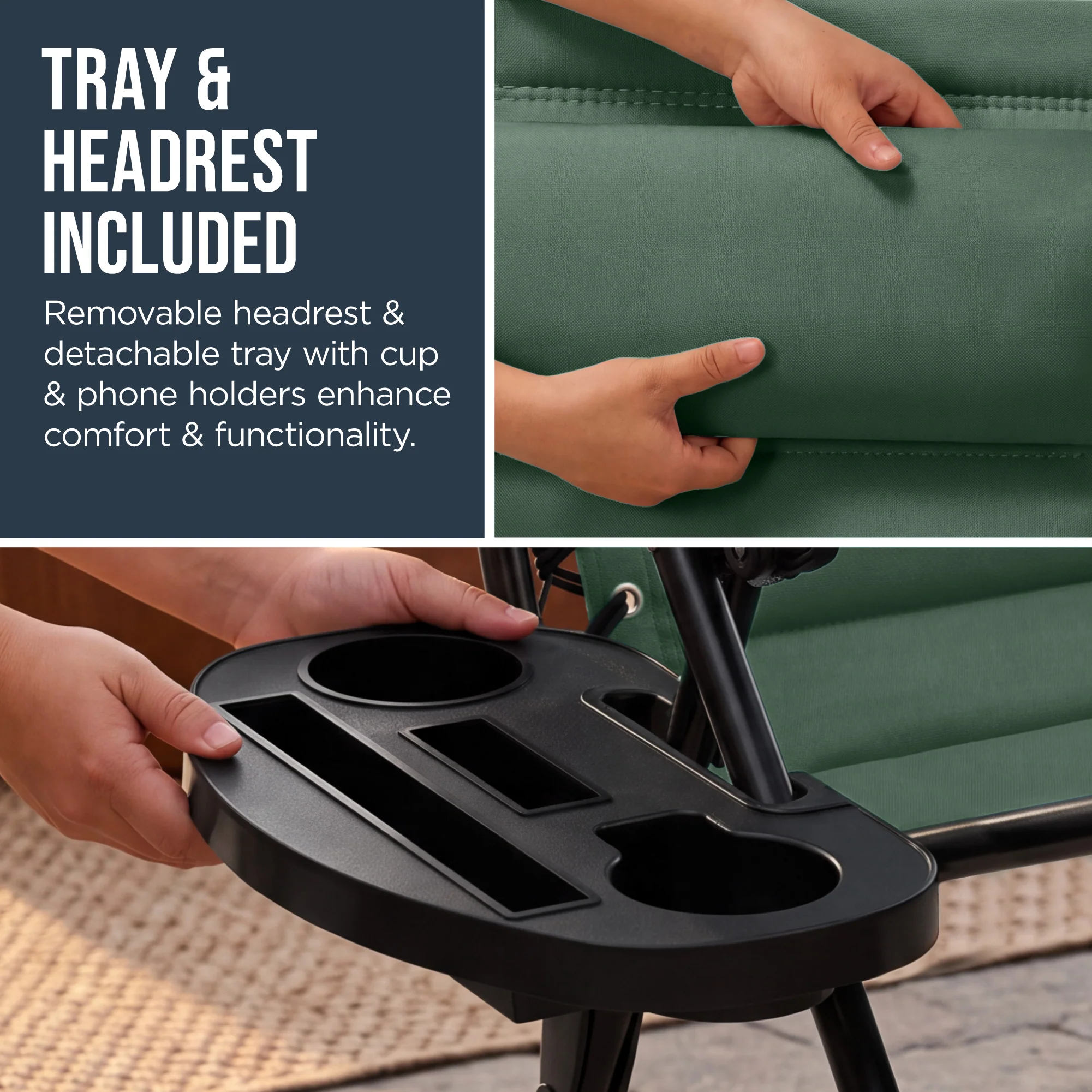 Oversized Padded Zero Gravity Chair w/ Canopy Headrest Cup Holder Side Tray - Image 35
