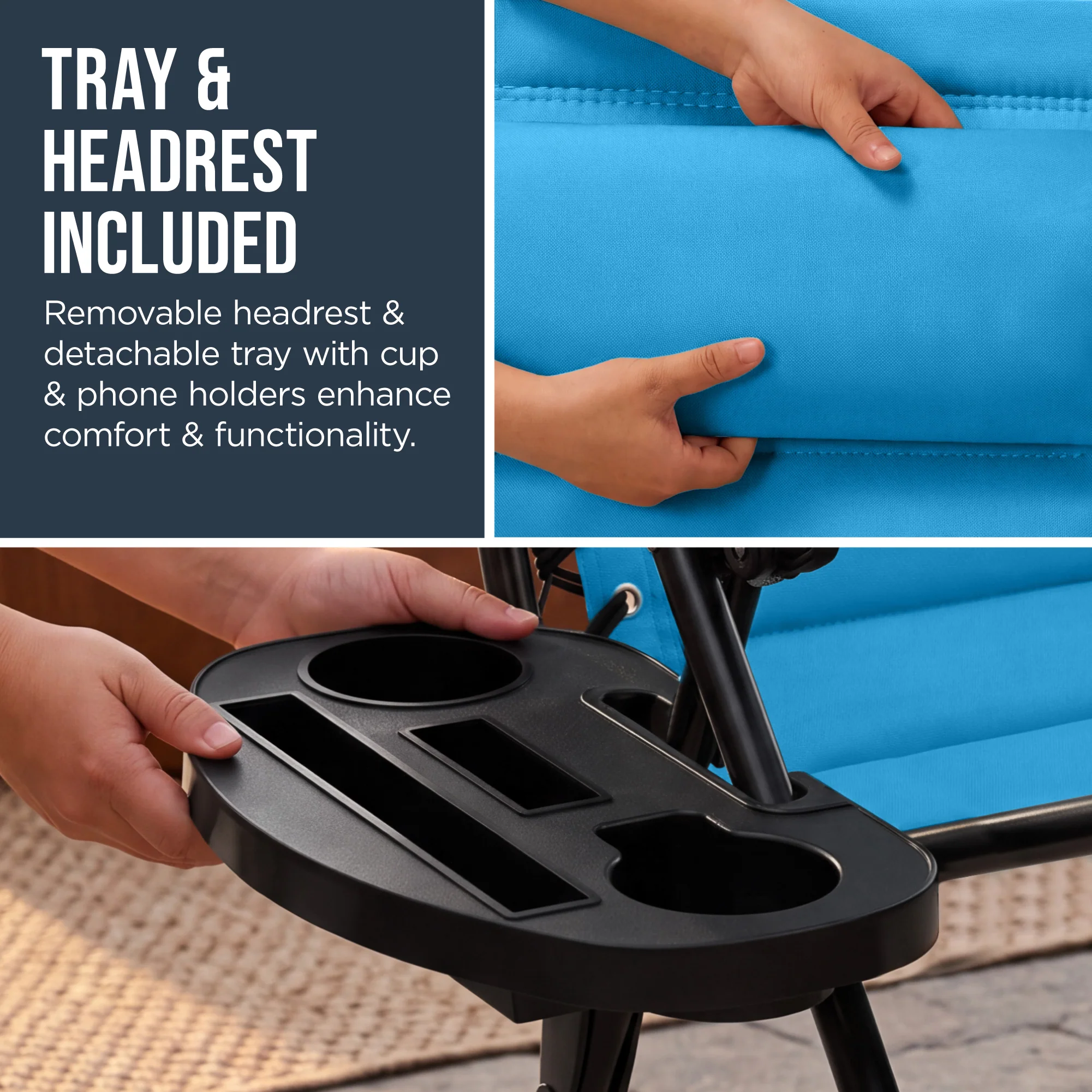 Oversized Padded Zero Gravity Chair w/ Canopy Headrest Cup Holder Side Tray - Image 44