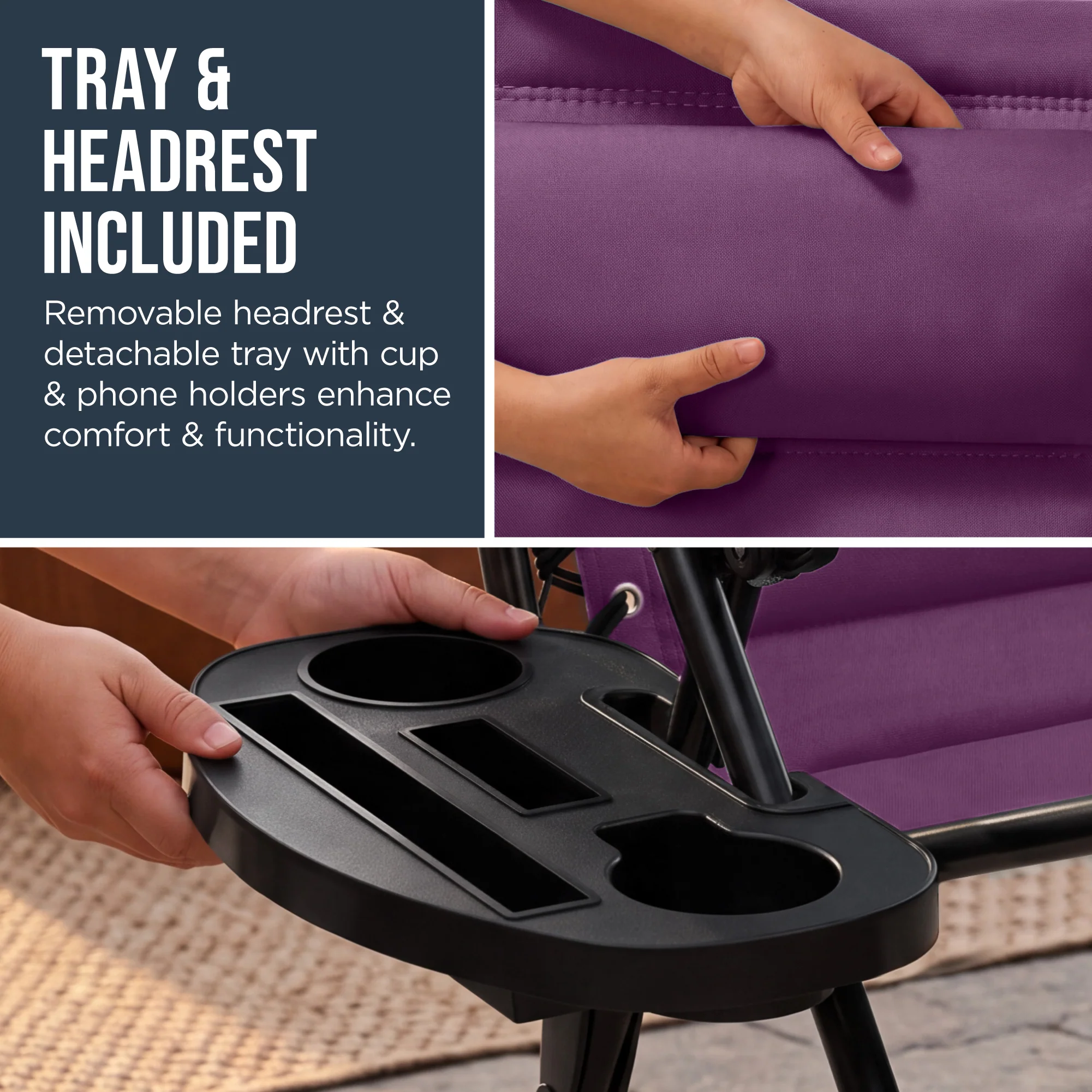 Oversized Padded Zero Gravity Chair w/ Canopy Headrest Cup Holder Side Tray - Image 53