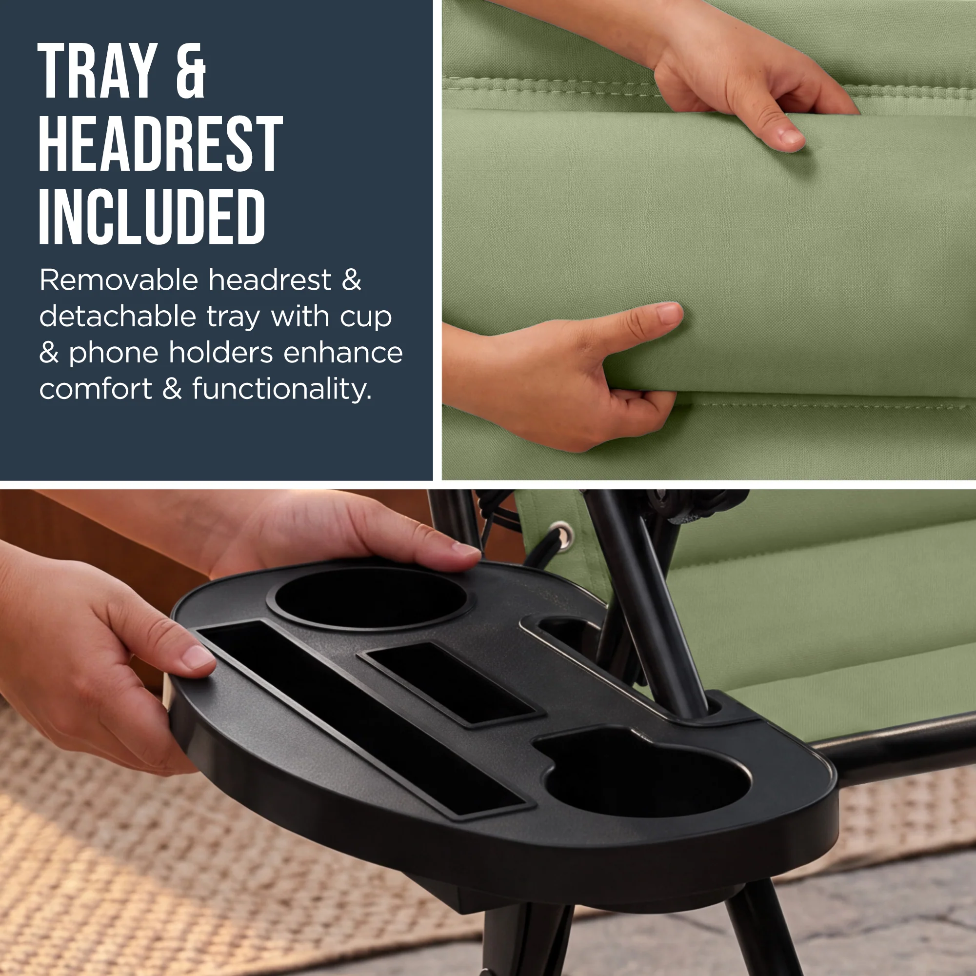 Oversized Padded Zero Gravity Chair w/ Canopy Headrest Cup Holder Side Tray - Image 89
