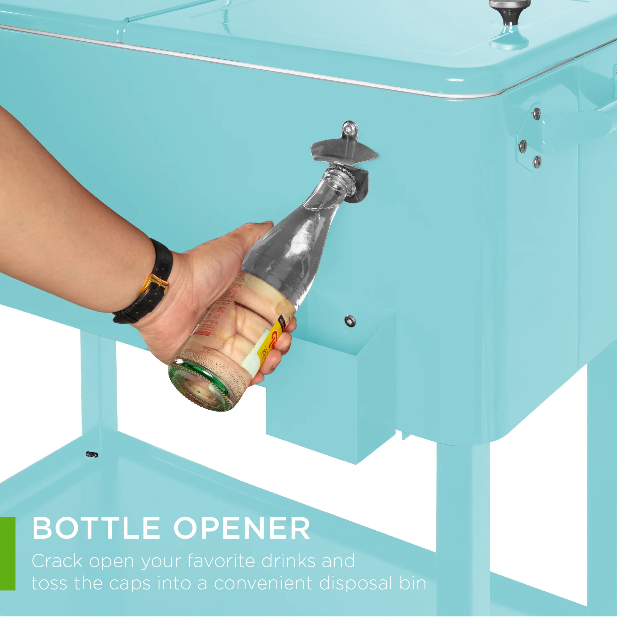 Portable Rolling Cooler Cart w/ Bottle Opener, Catch Tray - 80qt - Image 40